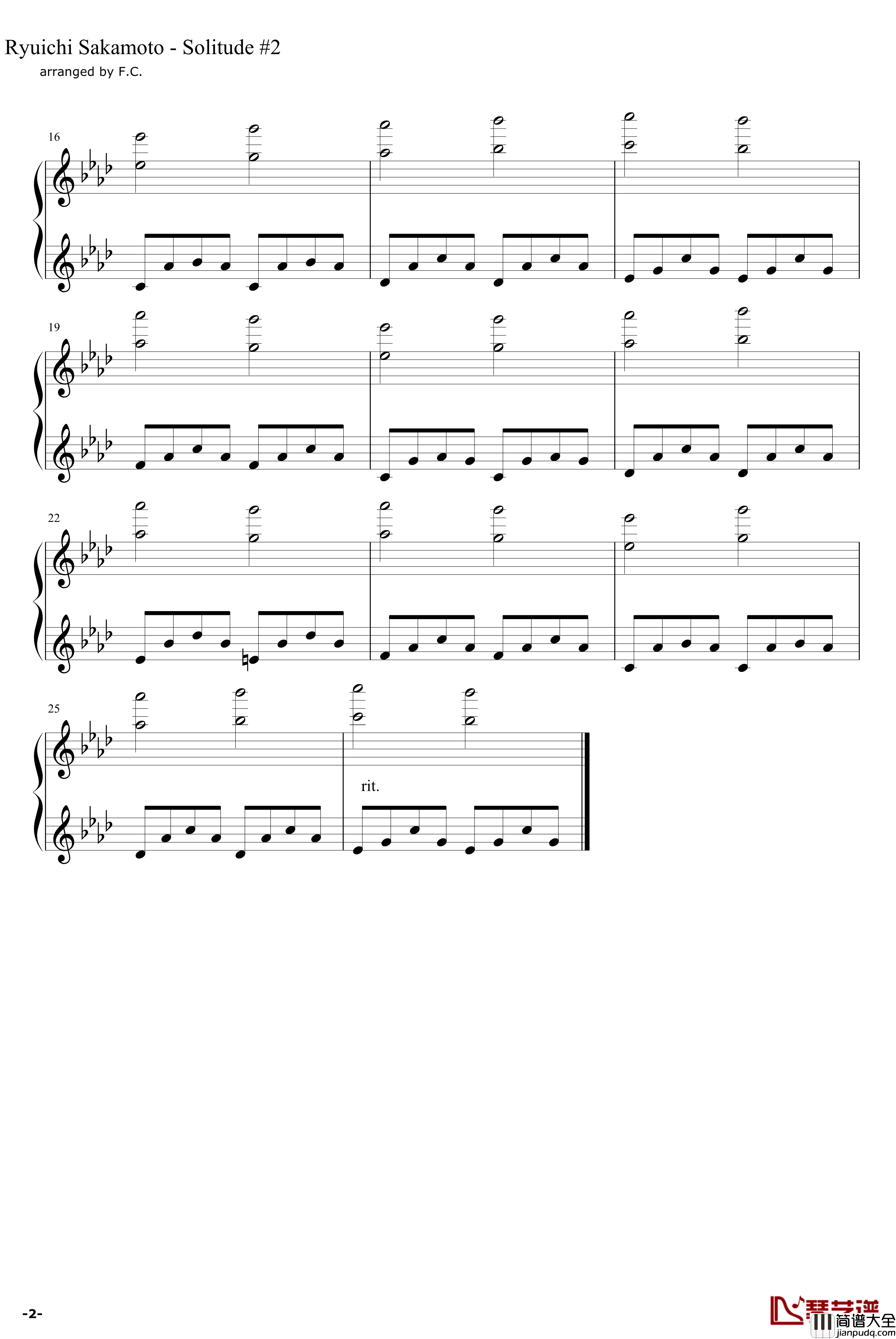 Solitude_#2钢琴谱_Tony_Takitani_动漫影视