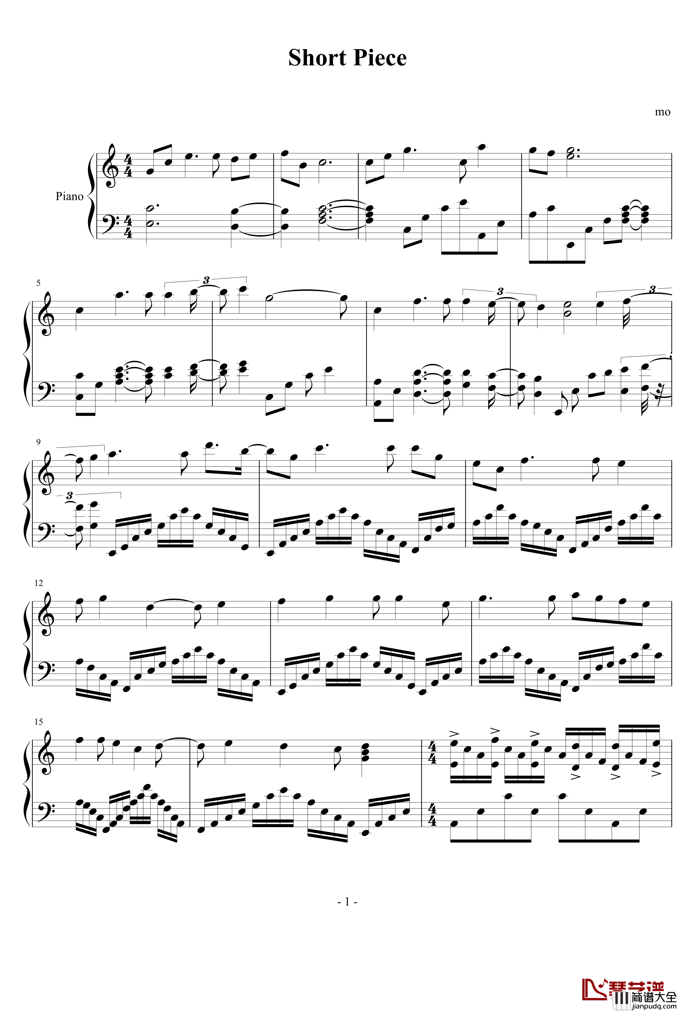 Short_Piece钢琴谱_莫殇