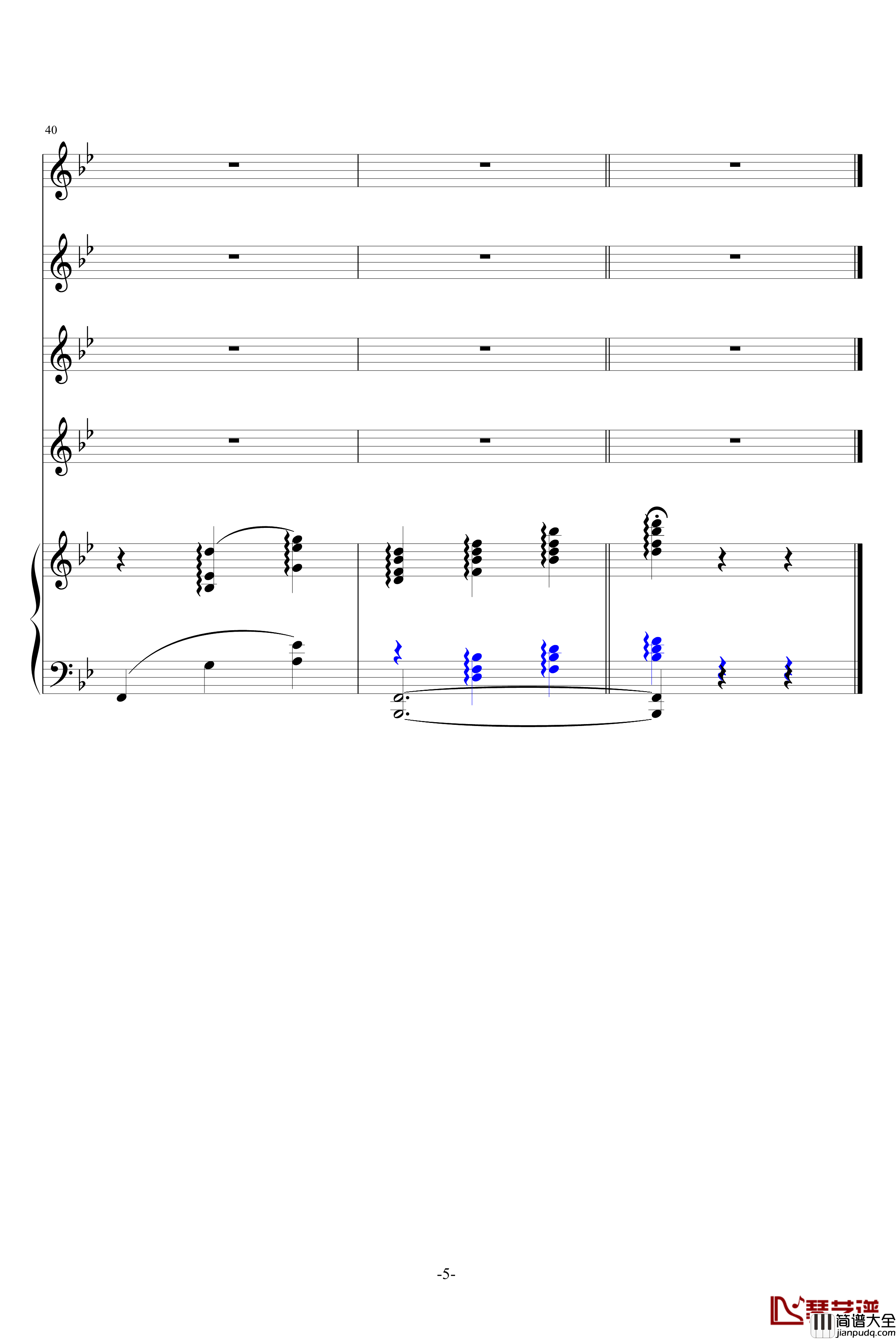 雪绒花钢琴谱_尤风宁号四声部版_理查德·罗杰斯