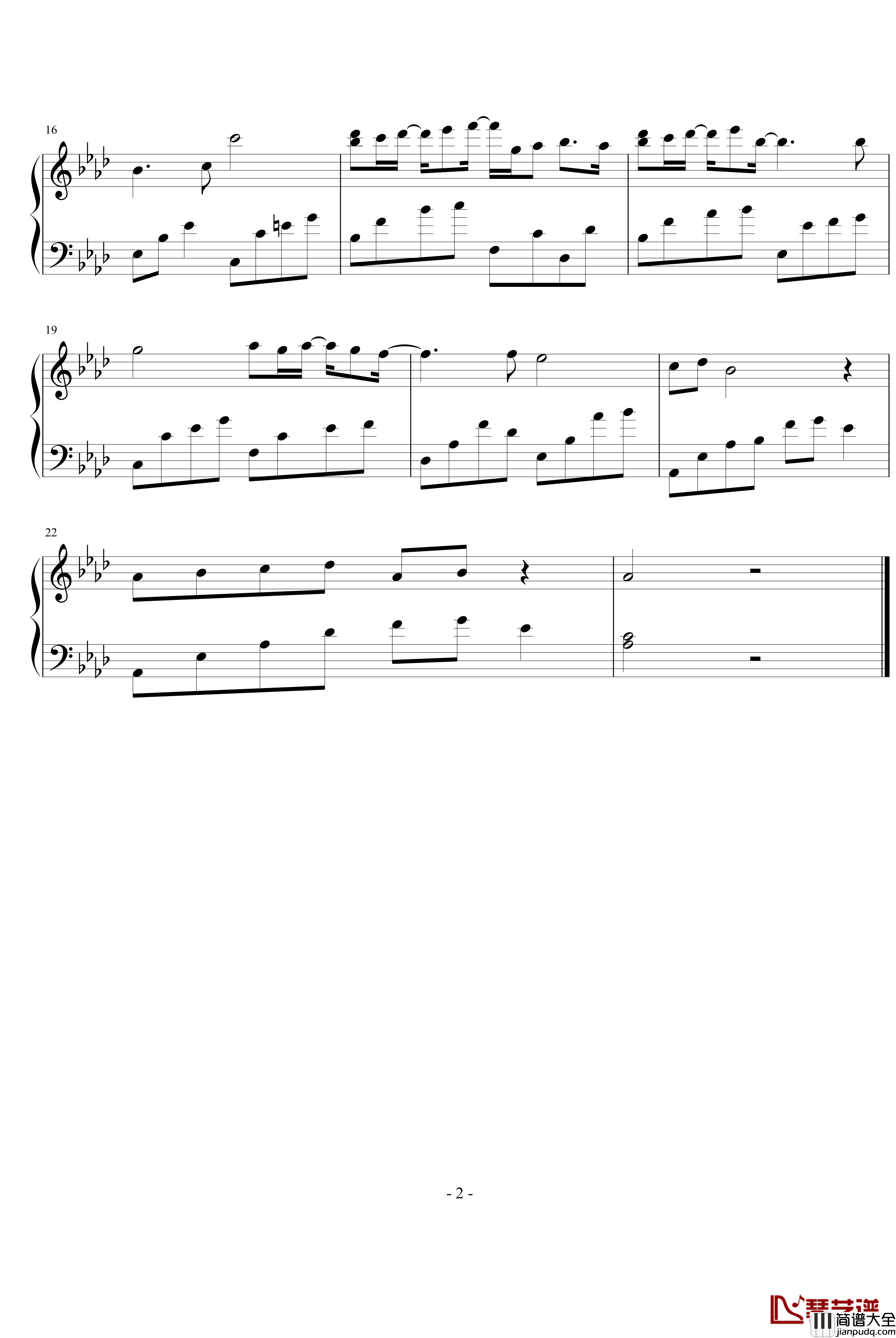 十八岁的相思雪钢琴谱_薄书艺