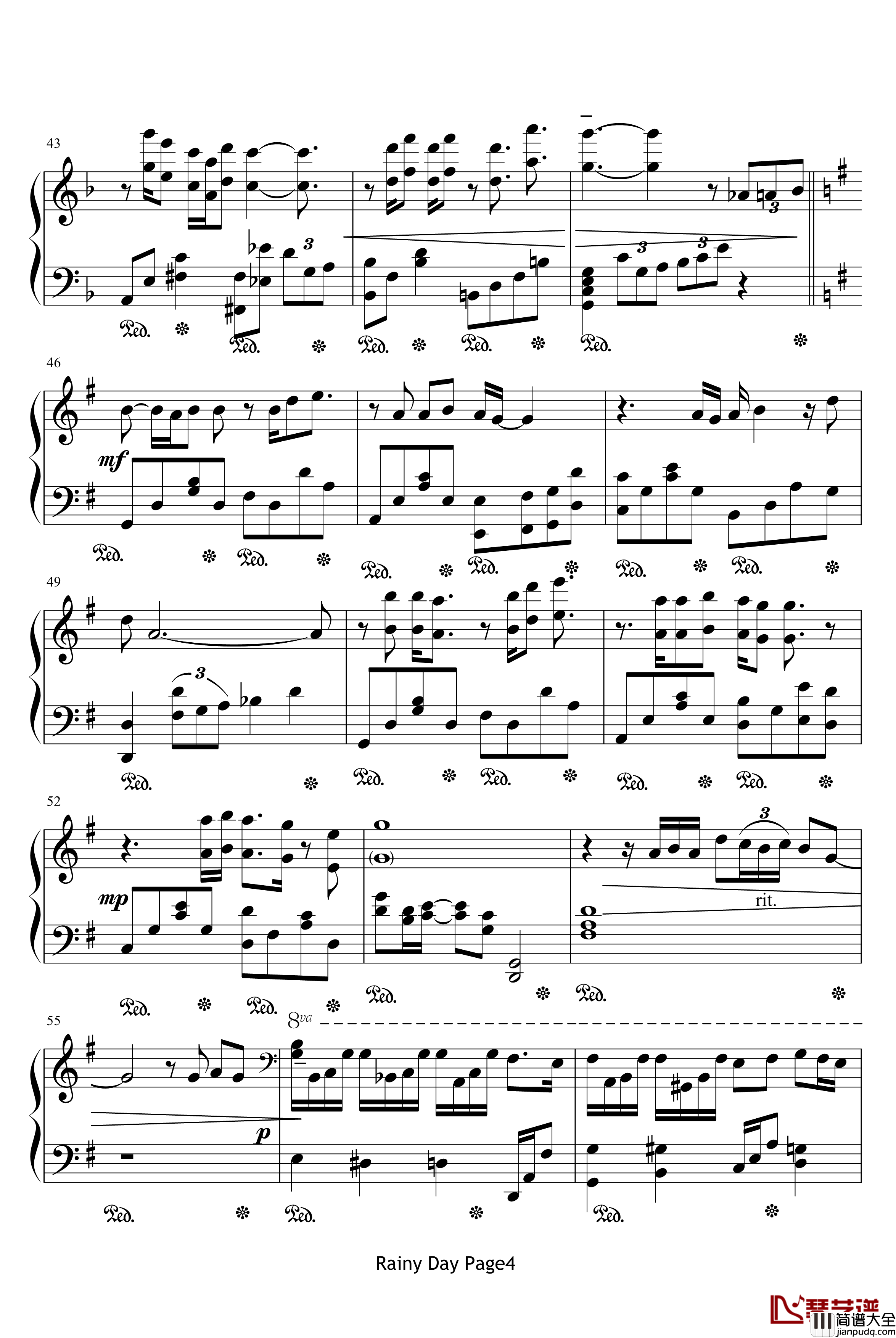 我爱像今天这样的窗外钢琴谱_Rainy_Day_安七炫