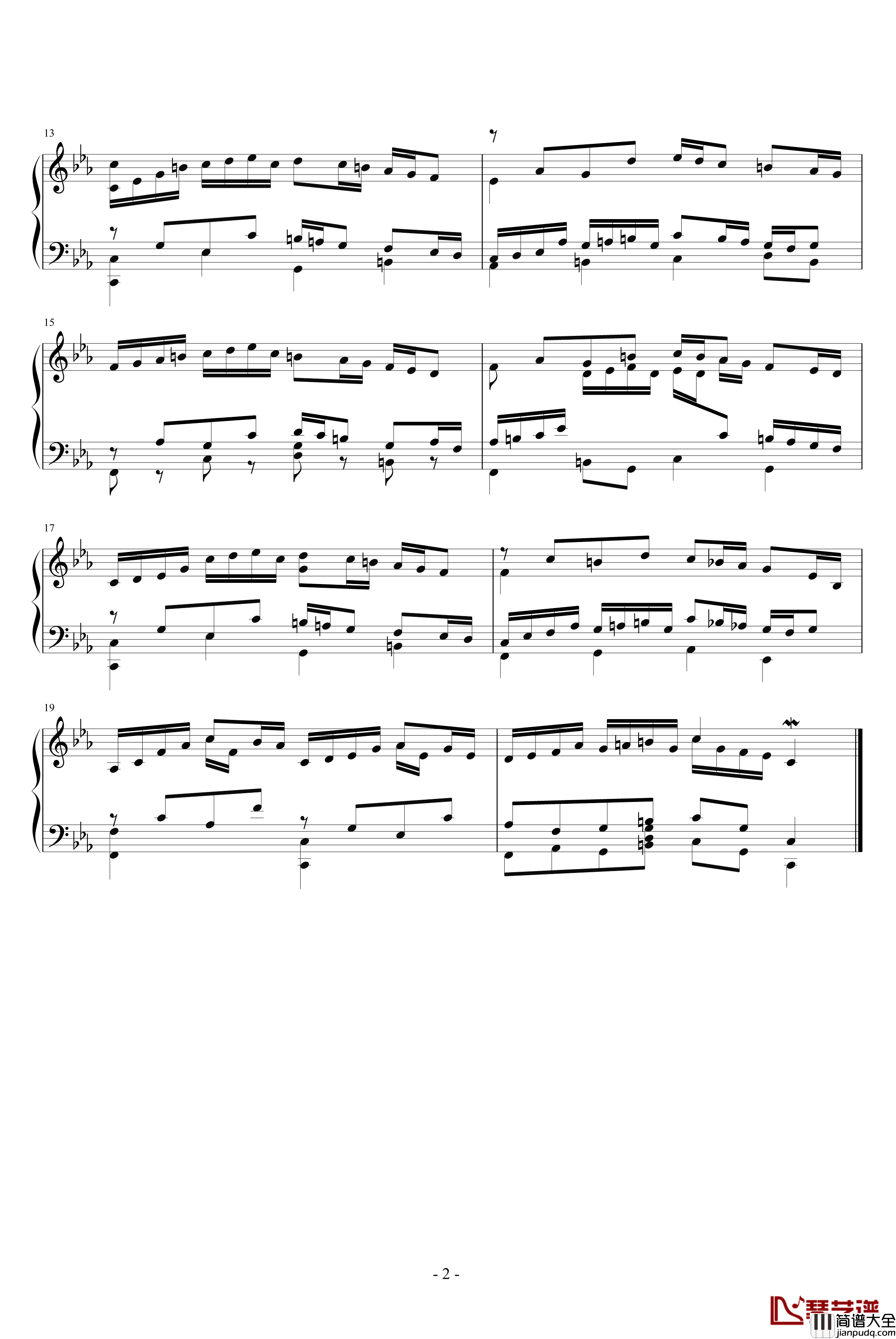 赋格钢琴谱_心兰