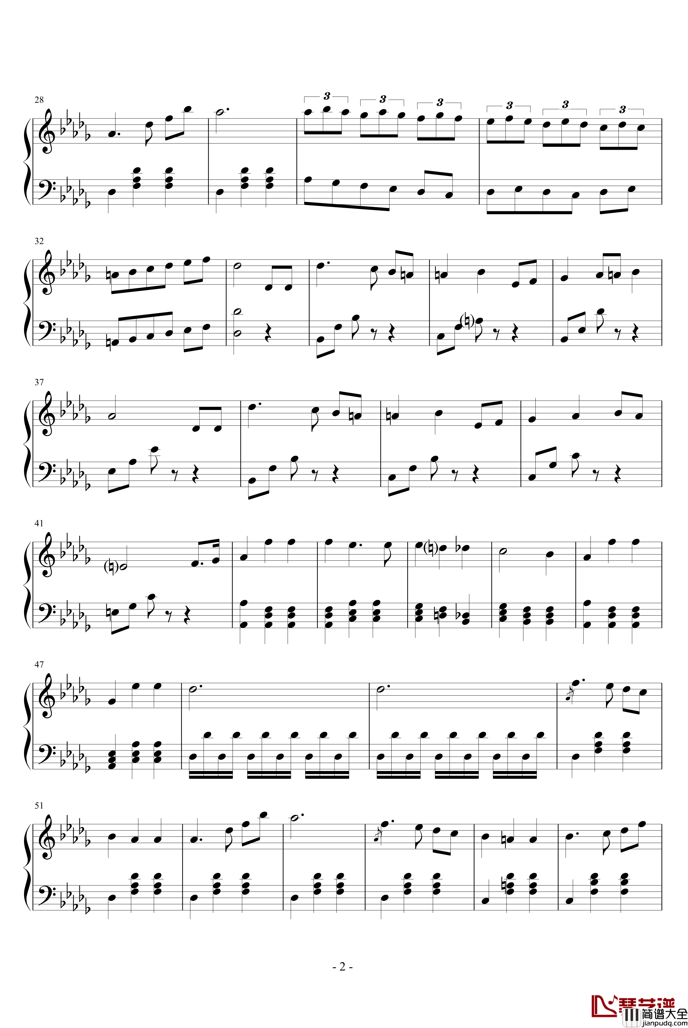 圆舞曲一钢琴谱_A大调的旋律