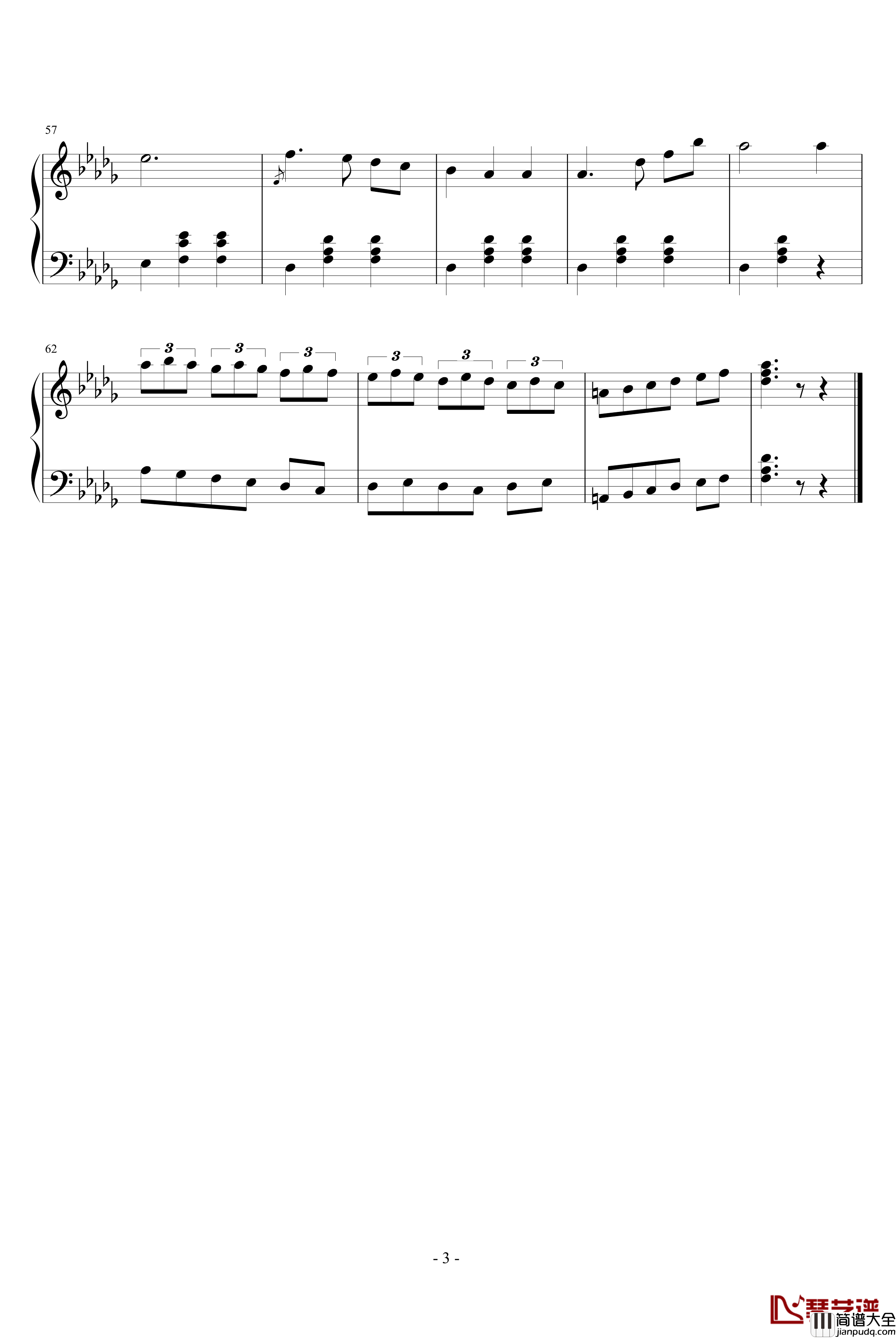 圆舞曲一钢琴谱_A大调的旋律