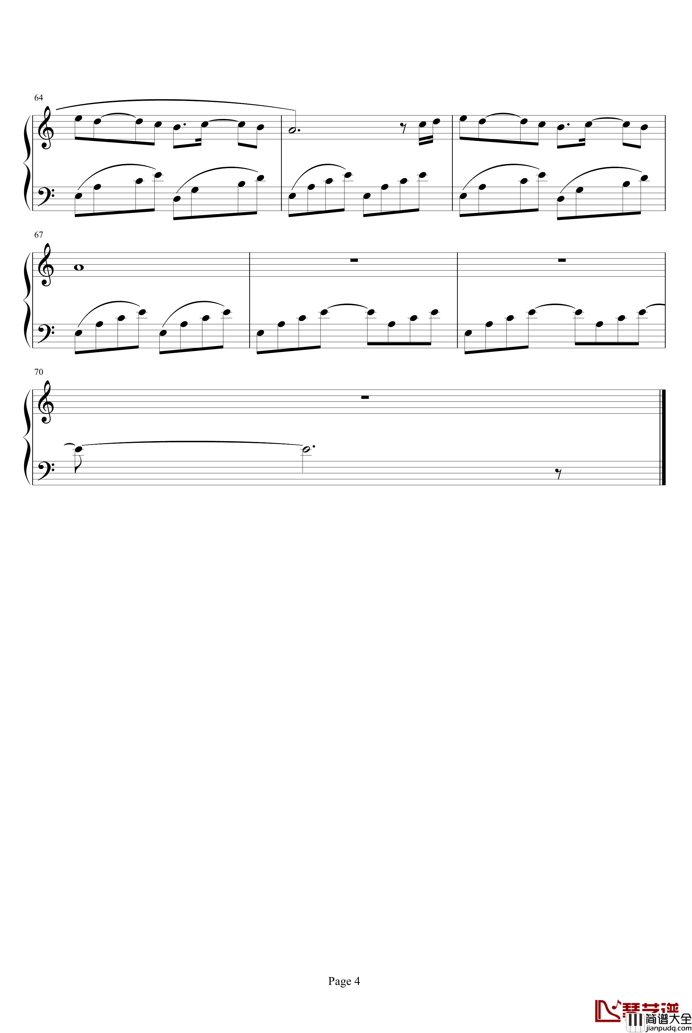 无止境的见识钢琴谱_完整版_班得瑞_Bandari