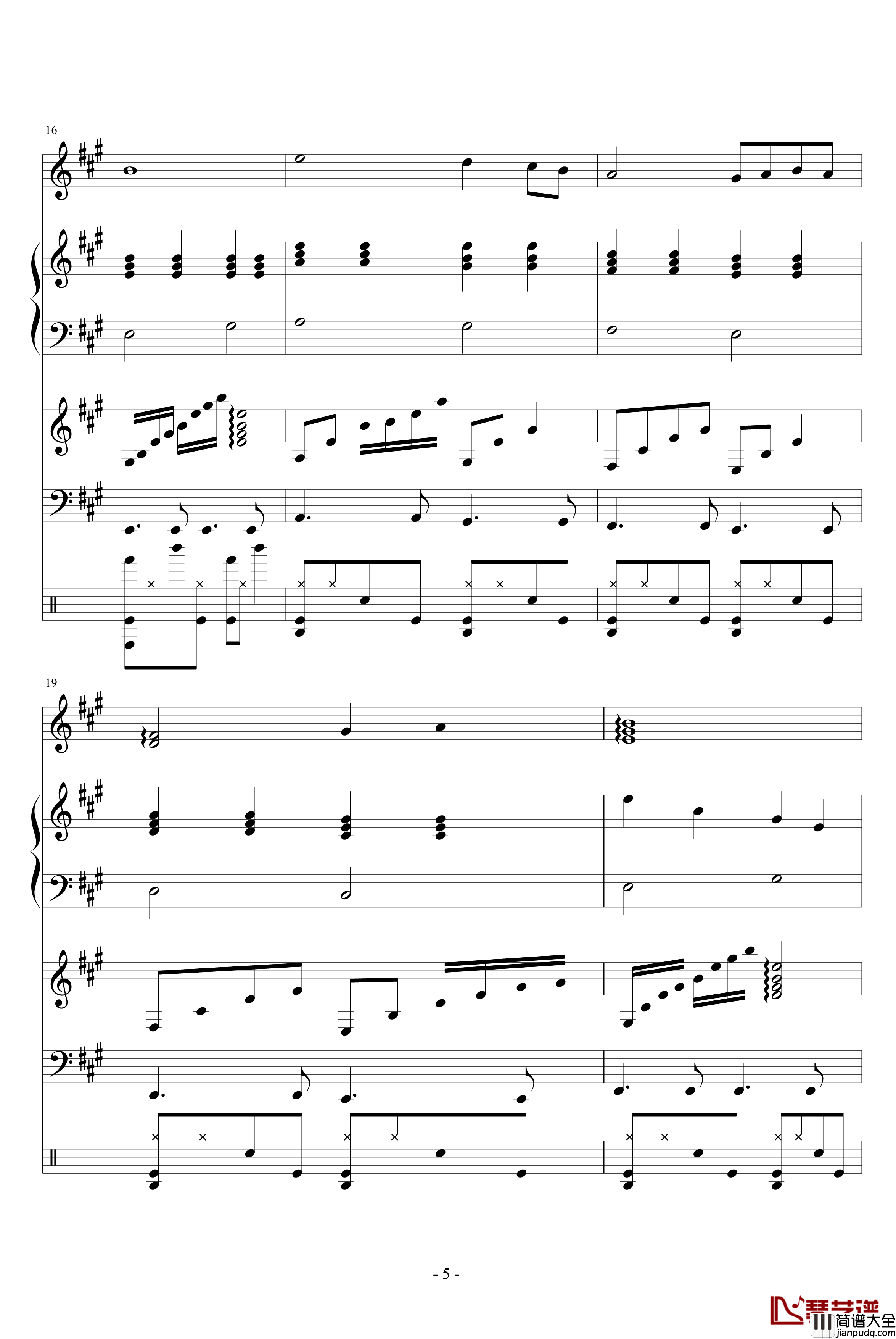 A大调的回忆钢琴谱_血腥残阳