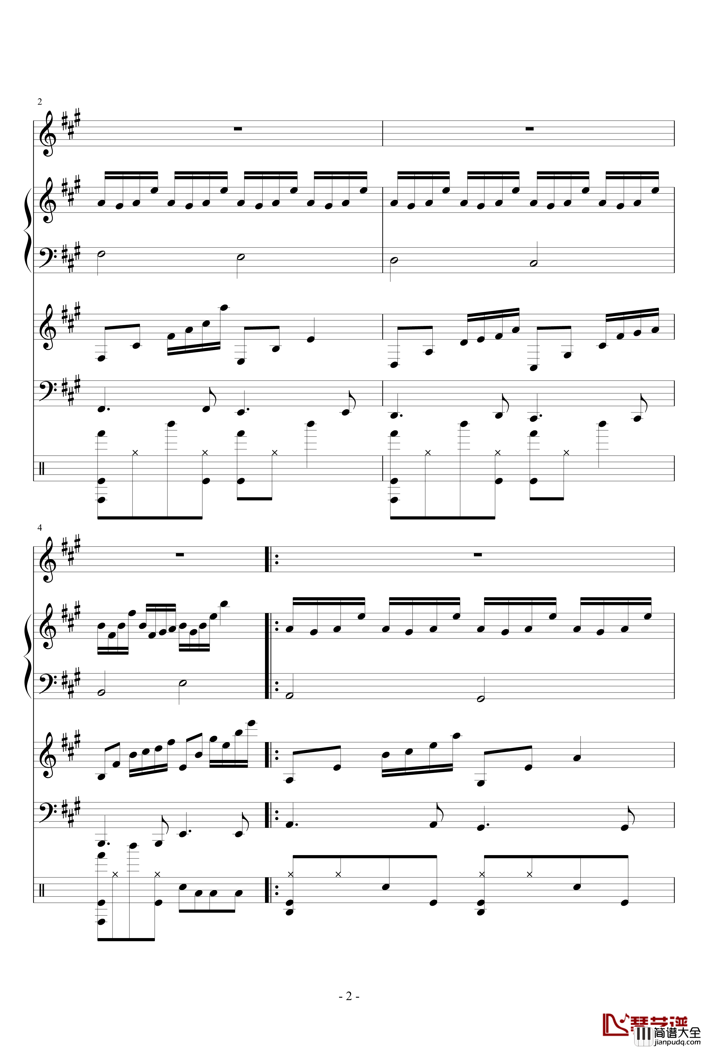 A大调的回忆钢琴谱_血腥残阳