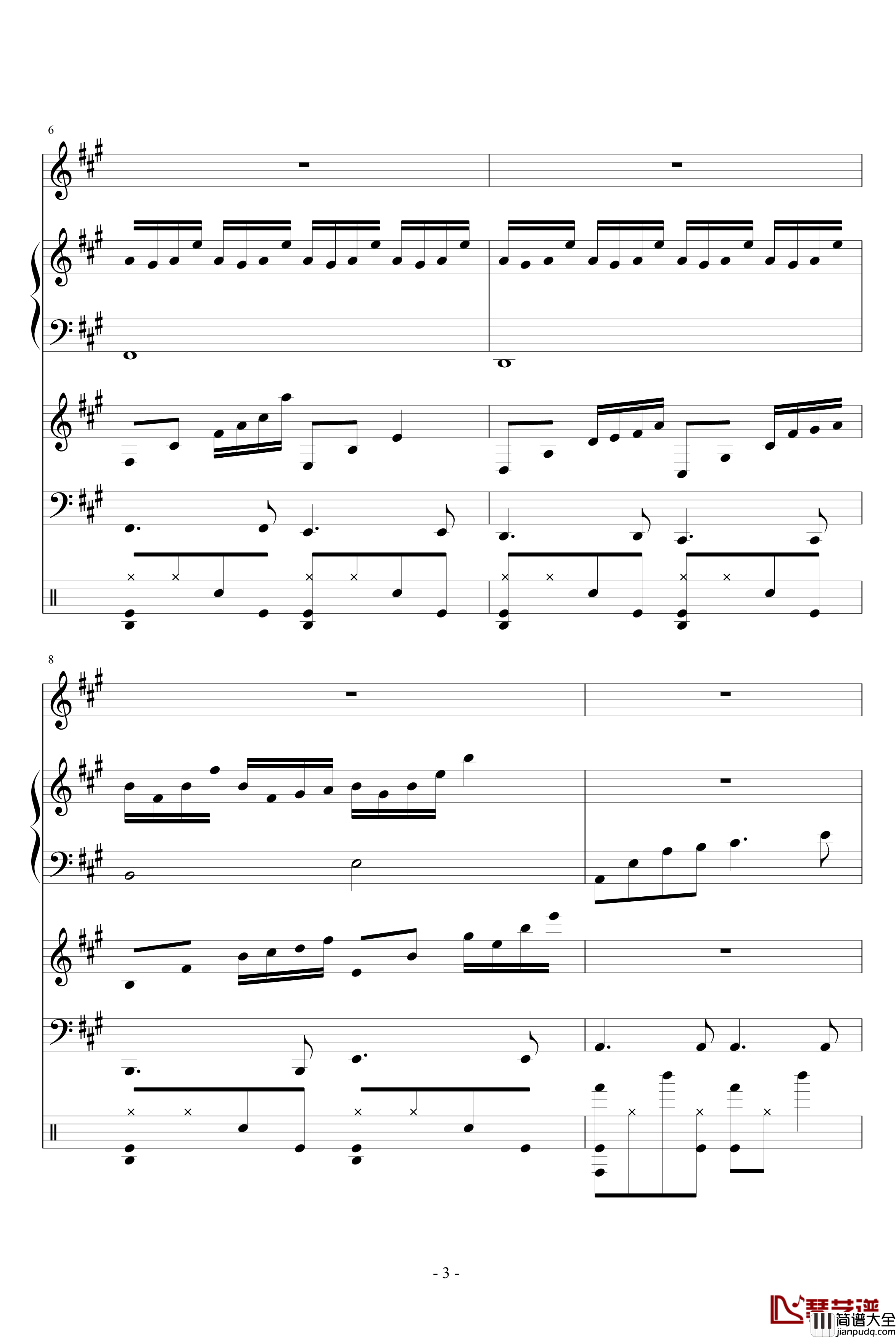 A大调的回忆钢琴谱_血腥残阳