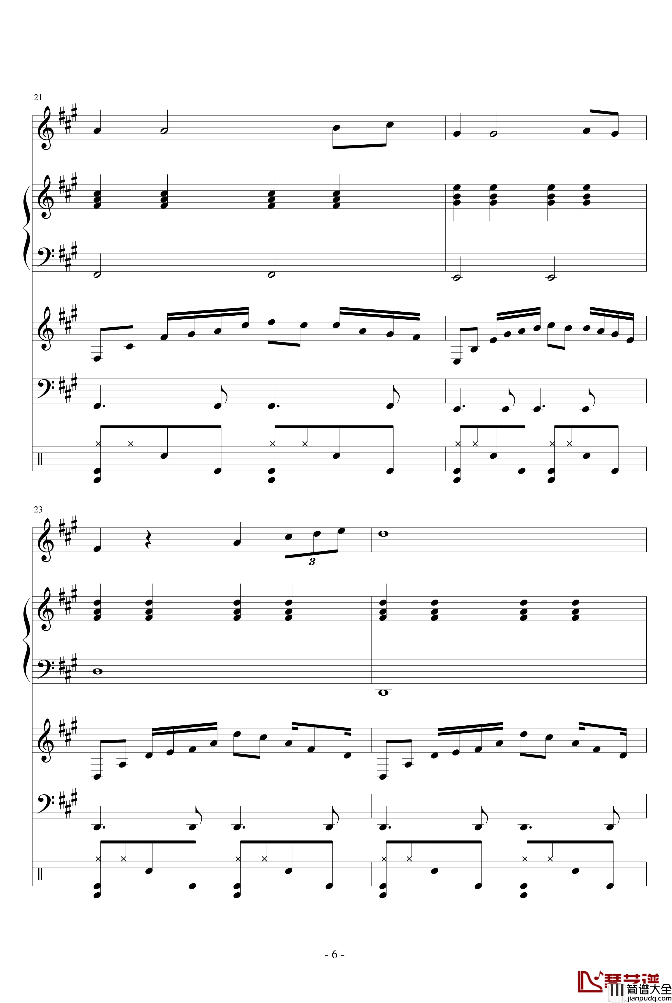 A大调的回忆钢琴谱_血腥残阳