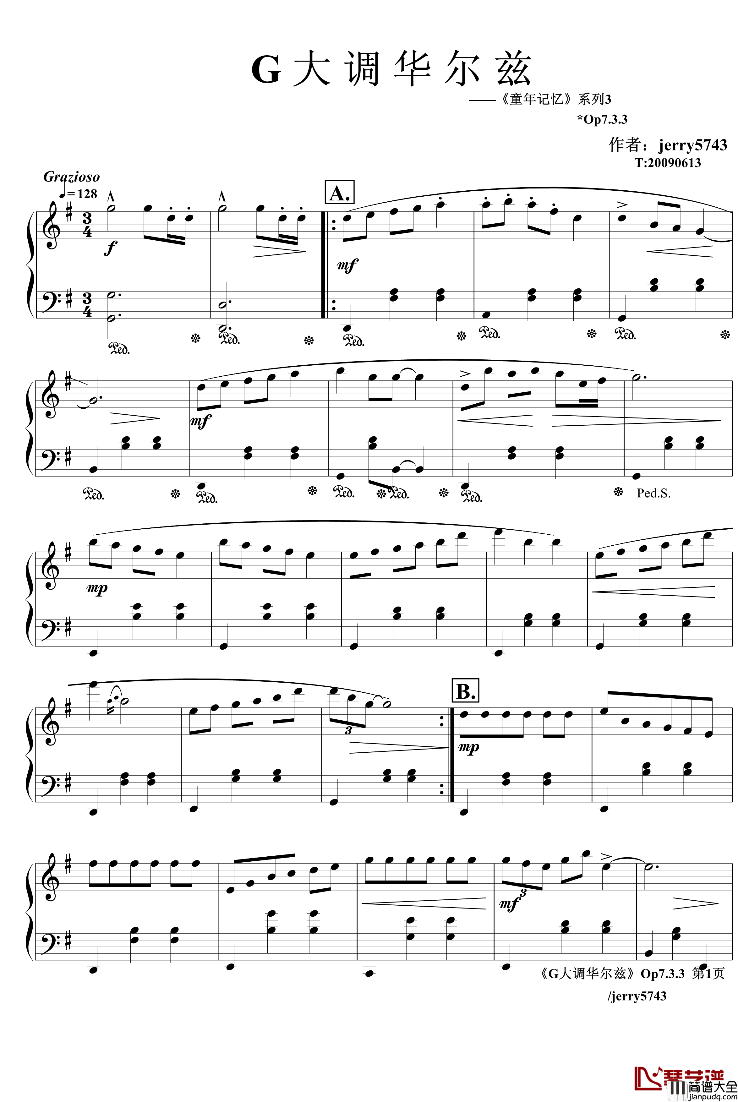 G大调华尔兹Op7.3.3钢琴谱_jerry5743