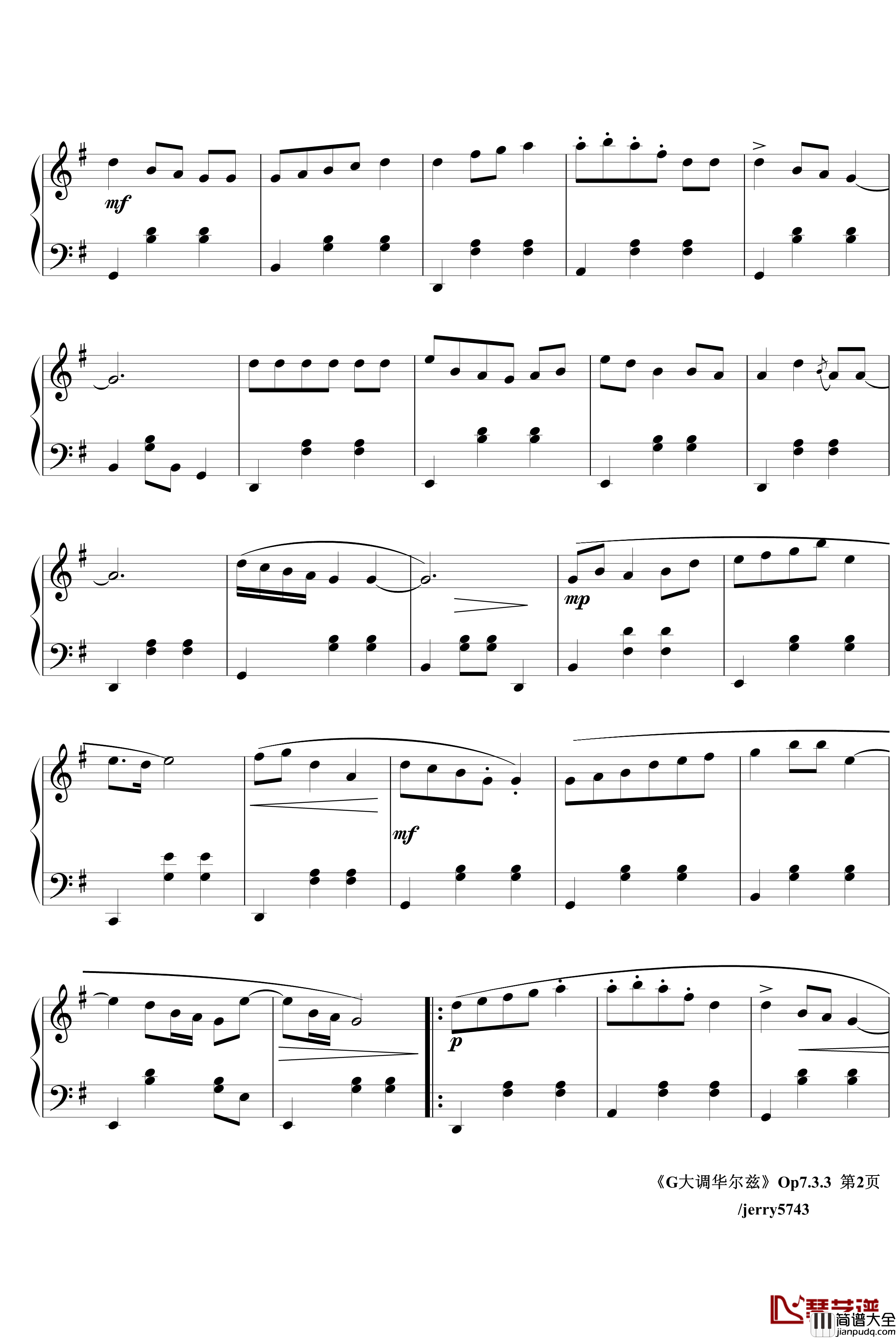 G大调华尔兹Op7.3.3钢琴谱_jerry5743