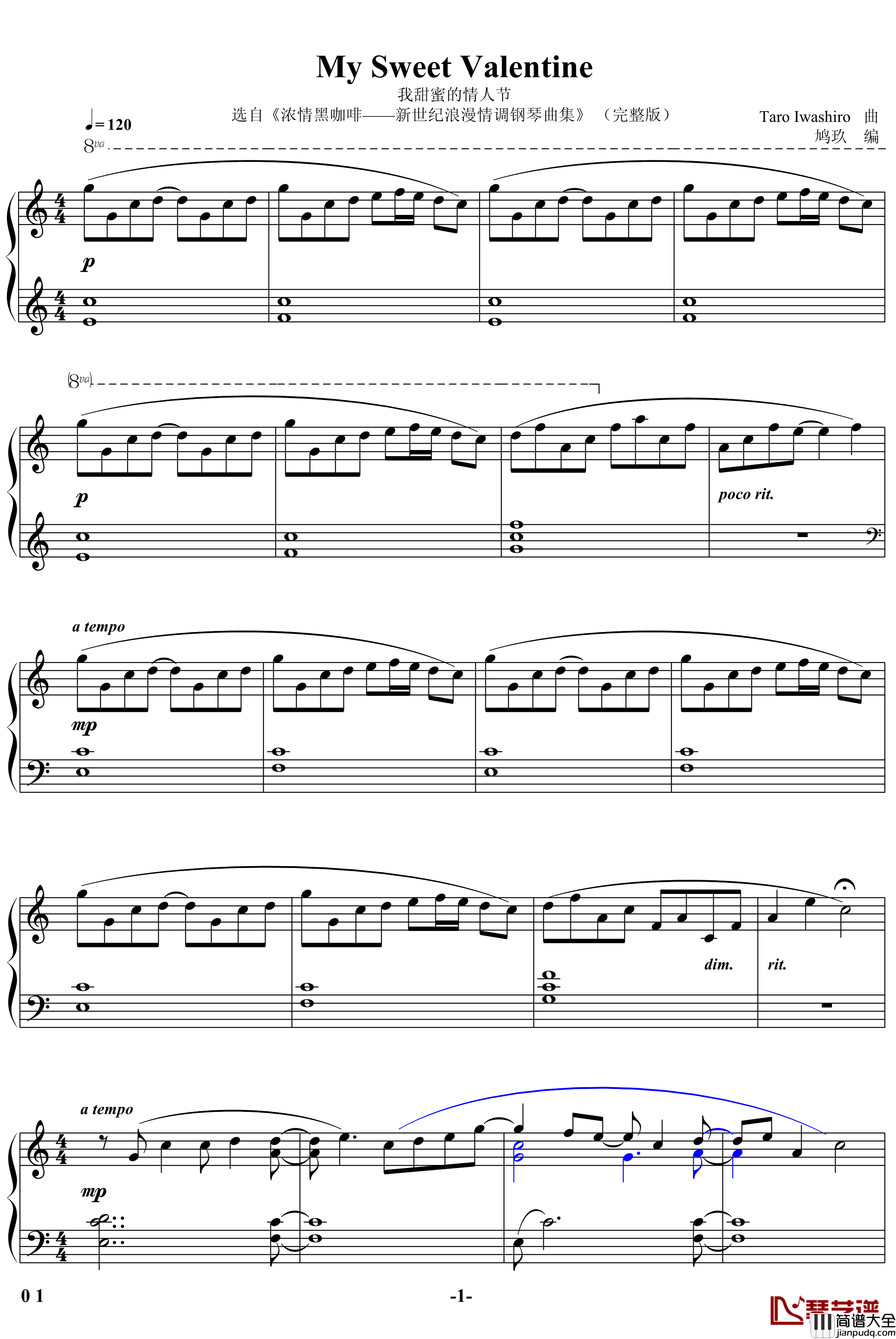 我甜蜜的情人节钢琴谱_影视