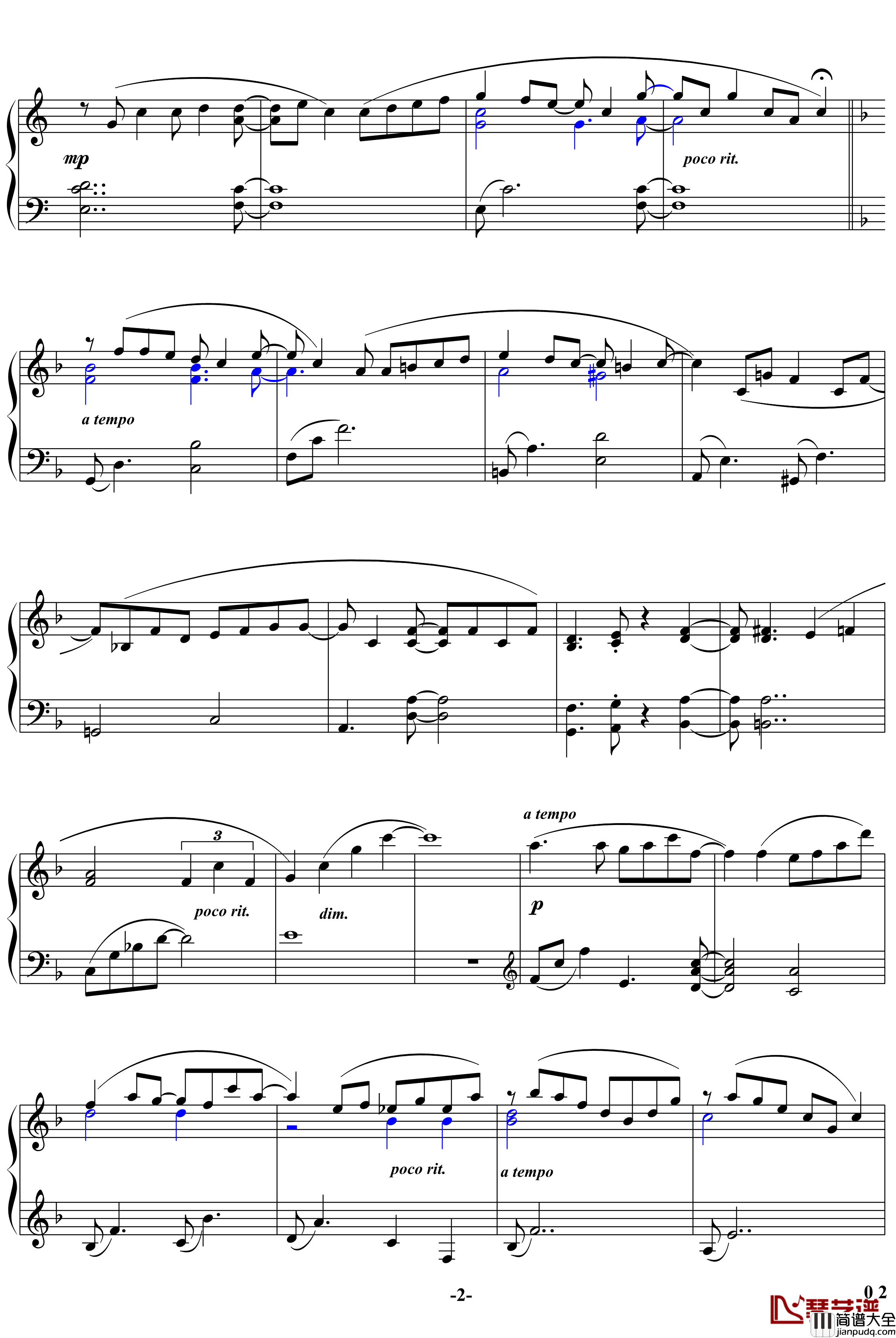 我甜蜜的情人节钢琴谱_影视