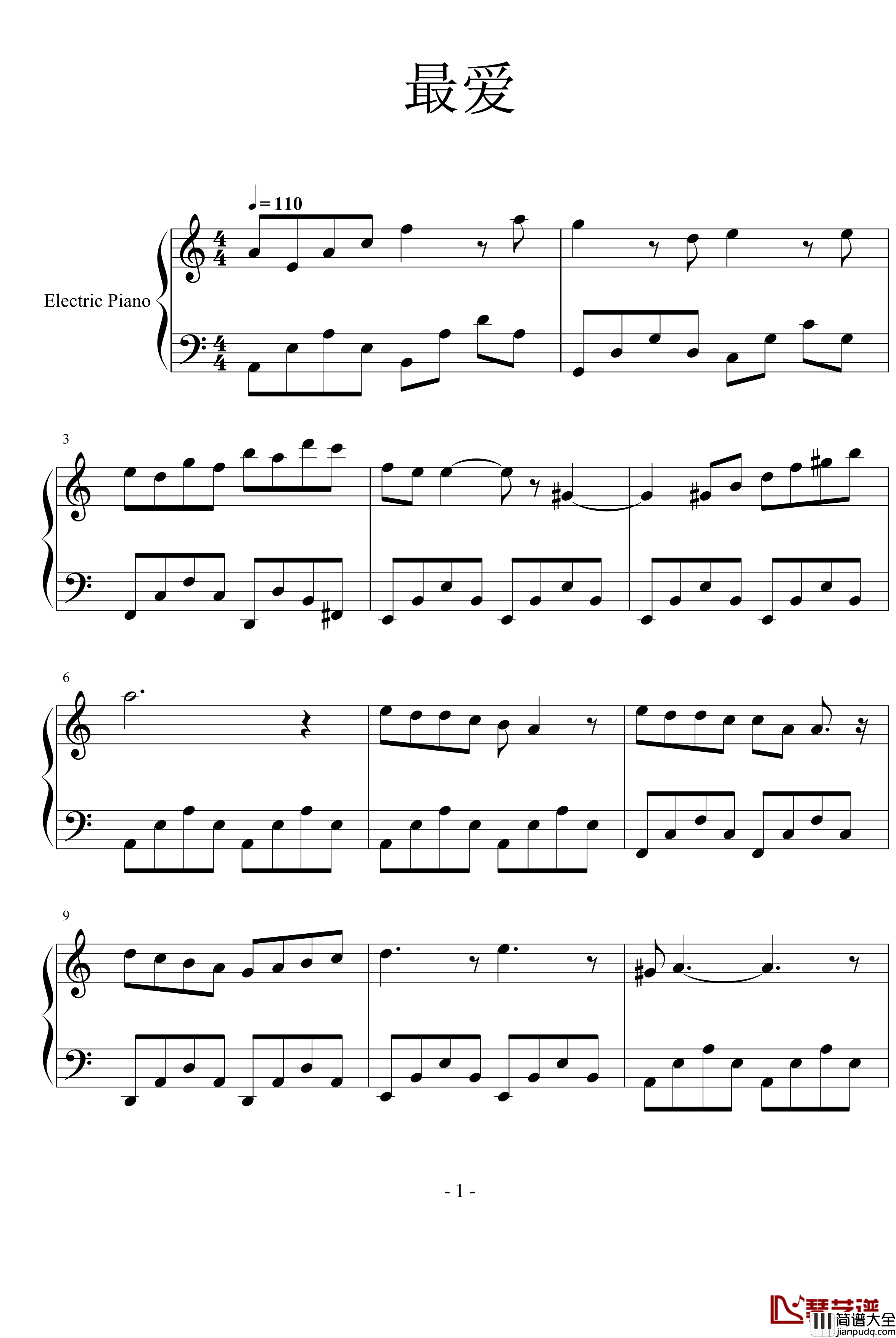 最爱钢琴谱_周慧敏