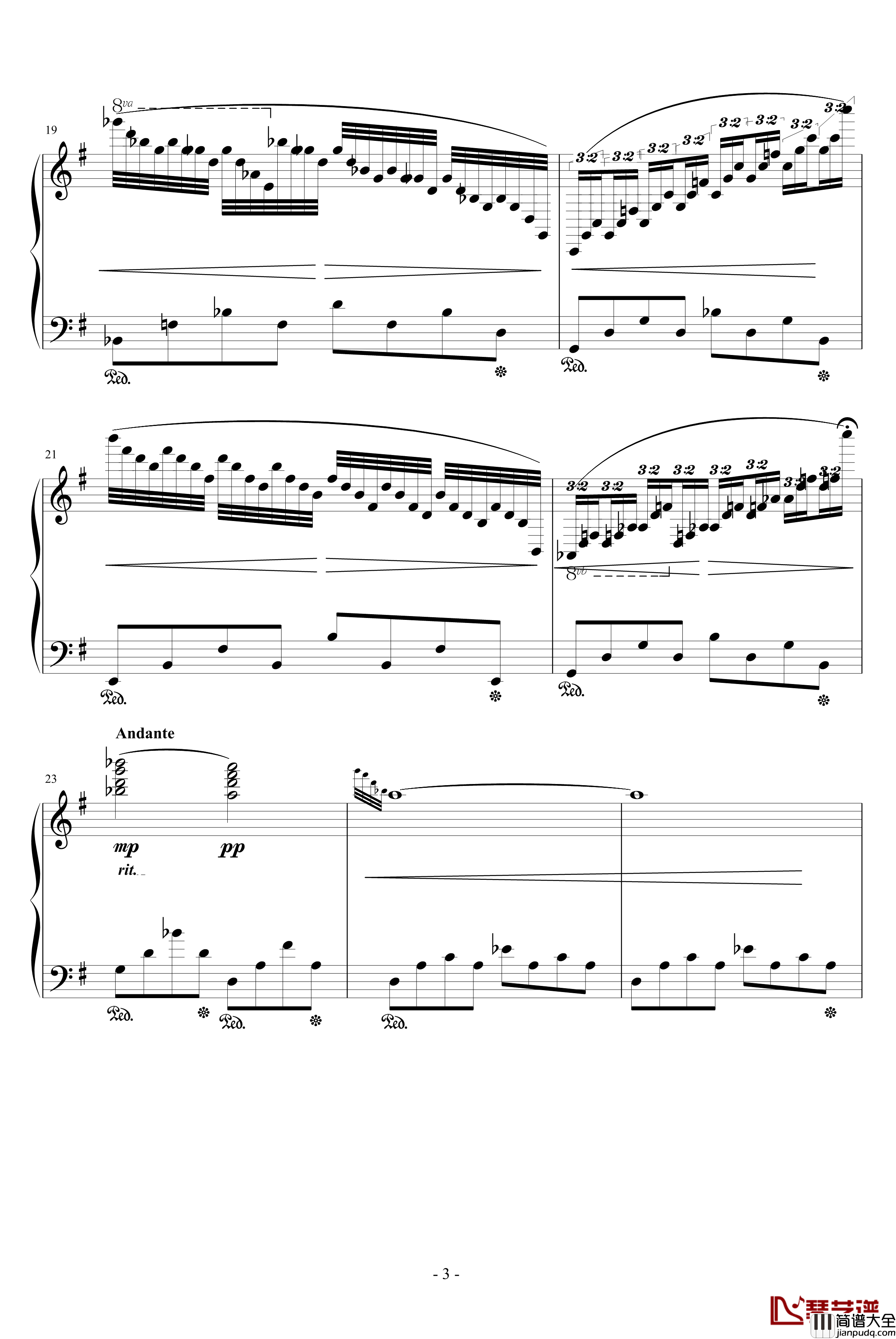 流星的幻想钢琴谱_升c小调