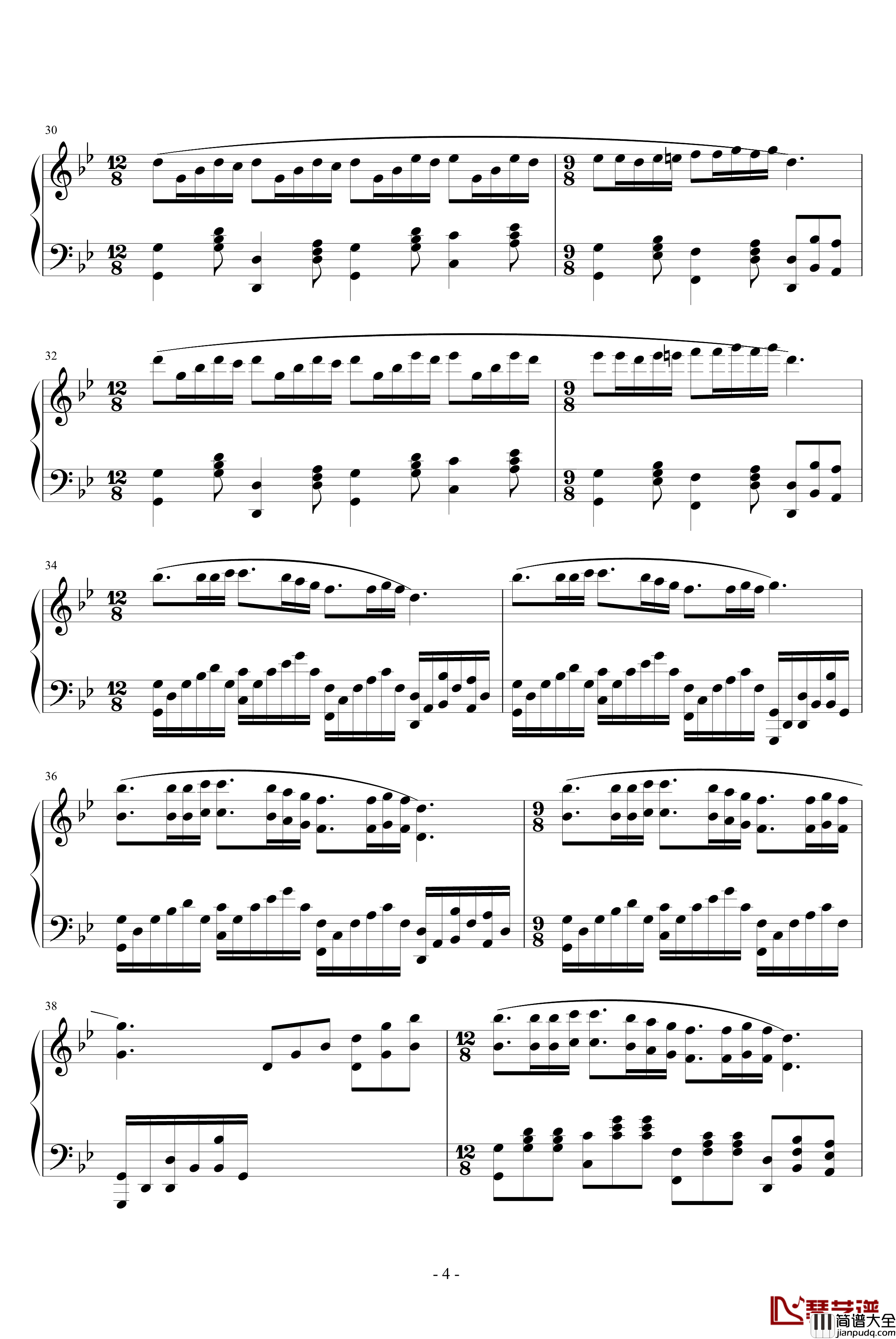 梦中的婚礼钢琴谱_吴越改编版_克莱德曼