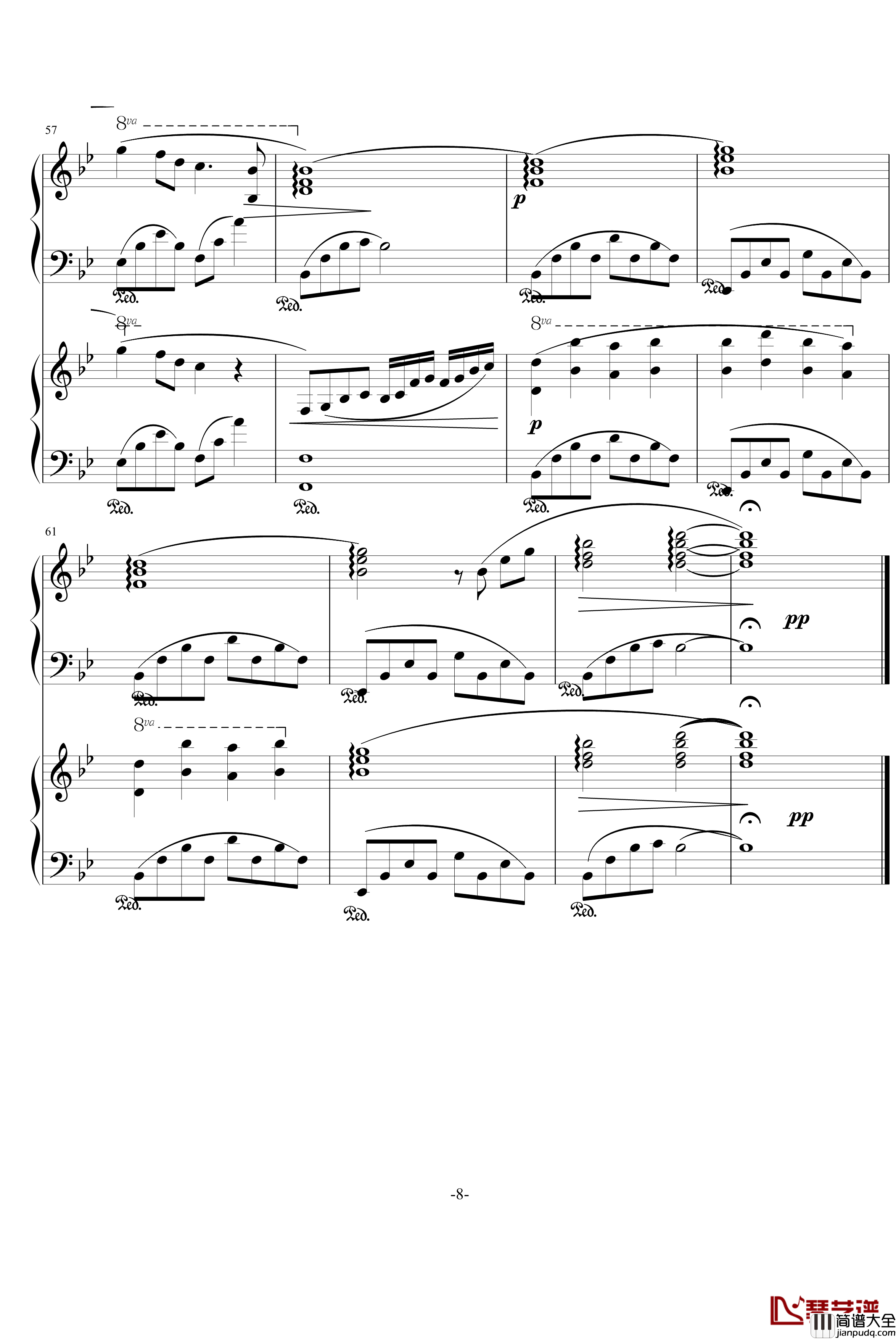 小夜曲钢琴谱_双_班得瑞_Bandari