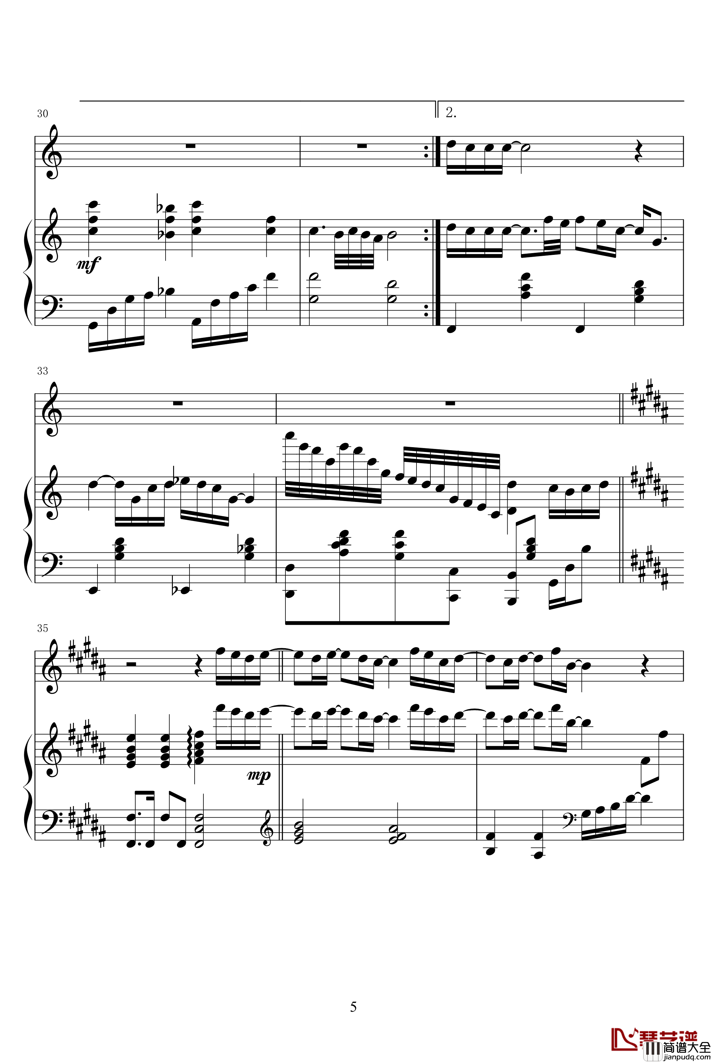 向左走向右走钢琴谱_光良