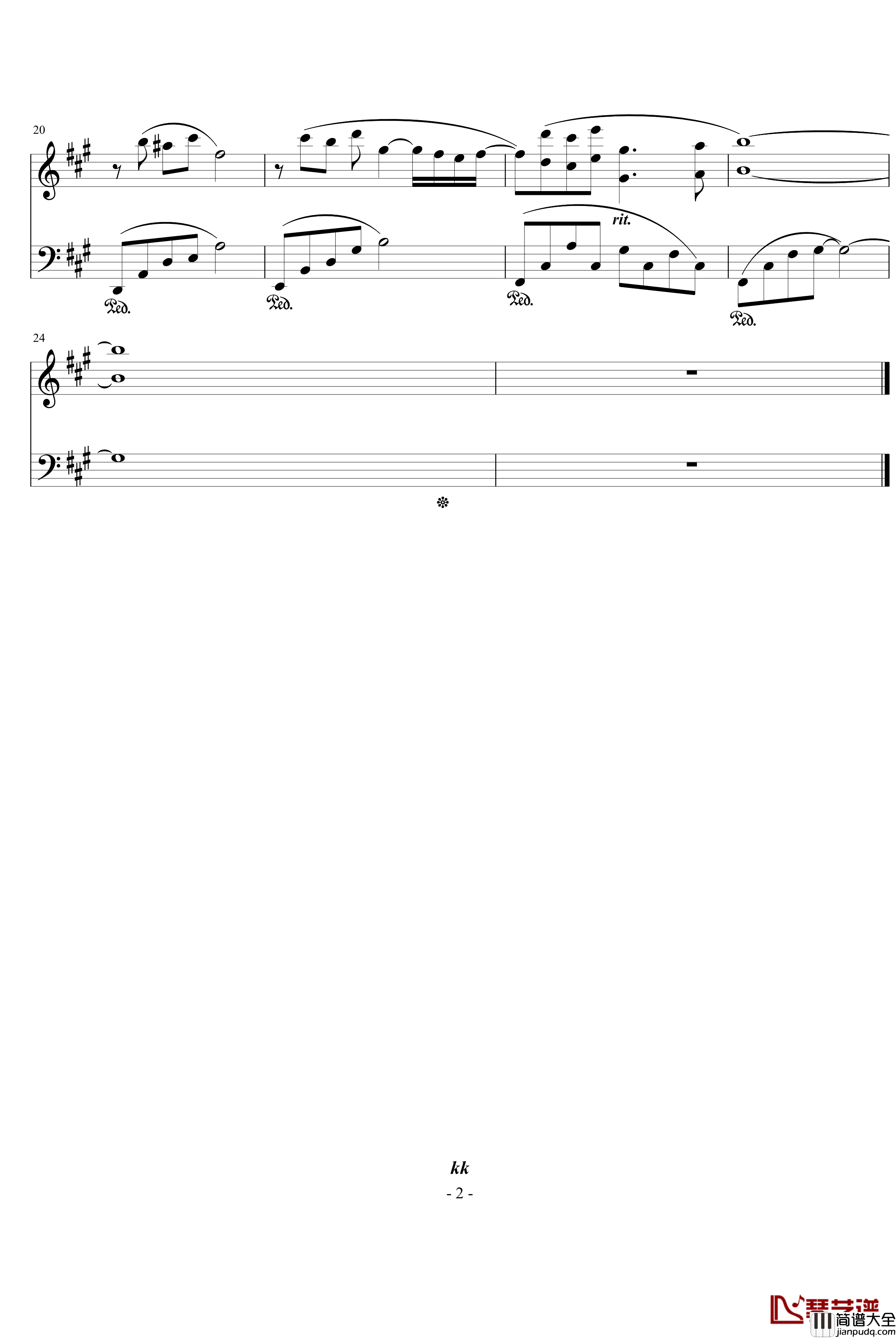 暗恋者的告白钢琴谱_joe_hisaishi