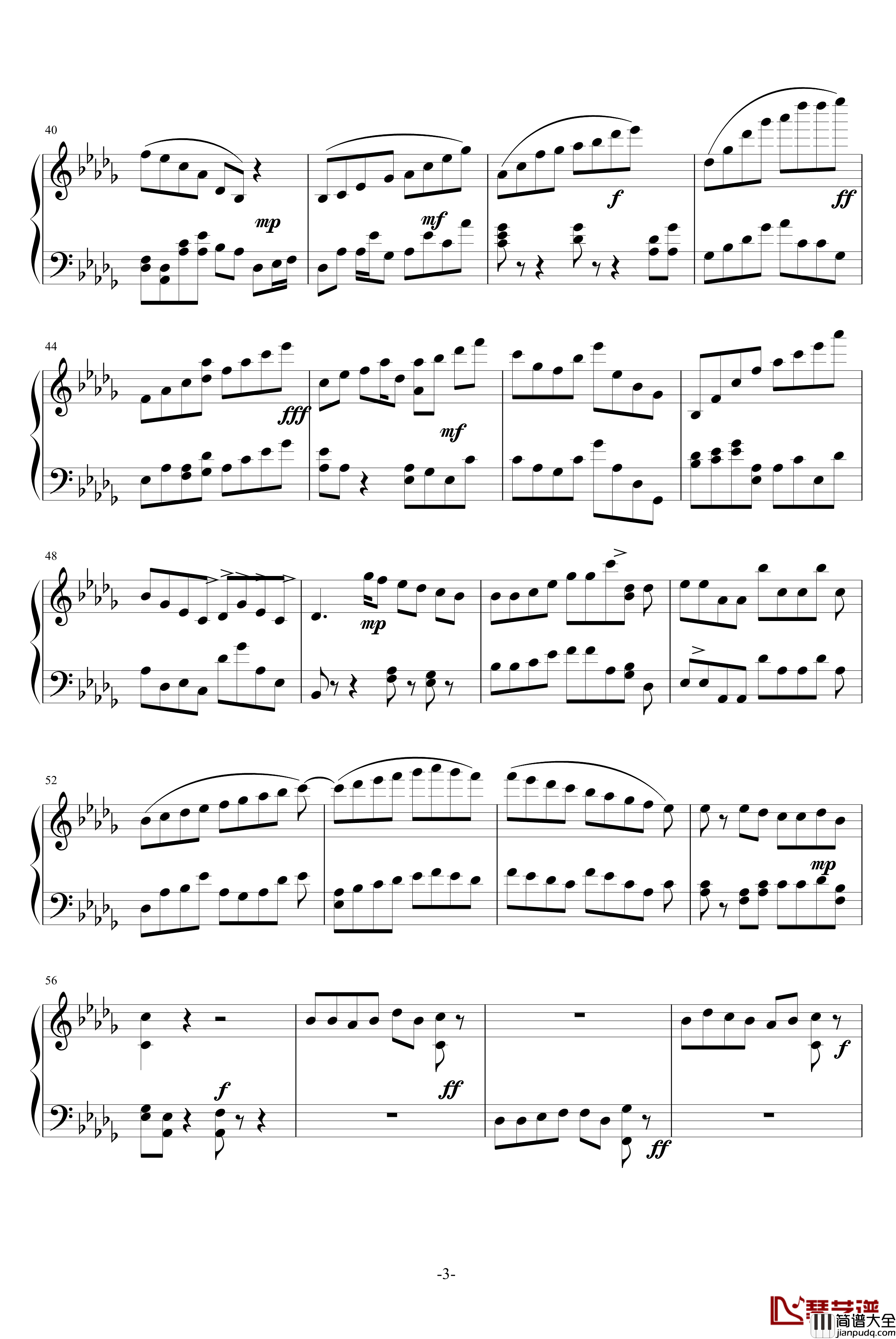 降b小调练习曲流浪第一乐章钢琴谱_rockyou