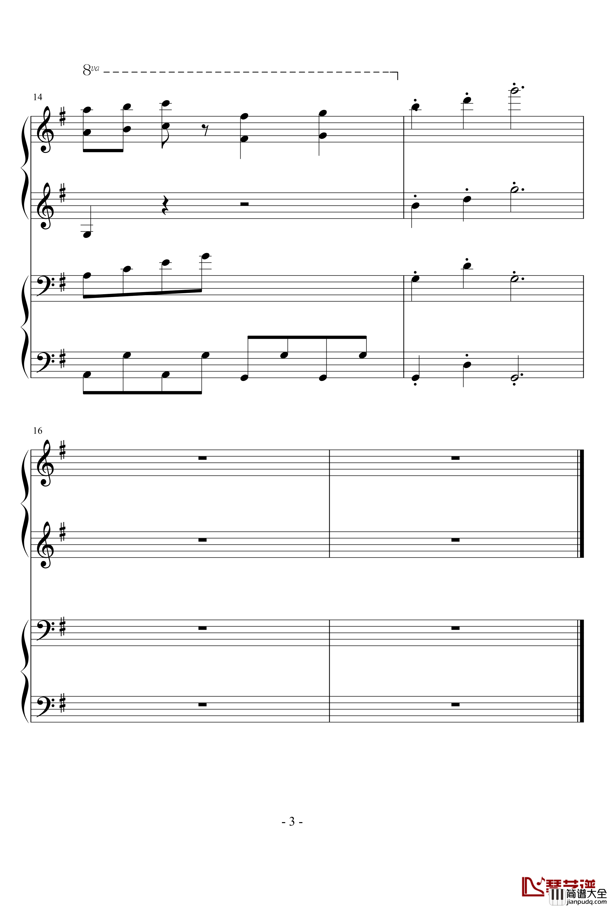 放学的路上钢琴谱_四手_哎呦