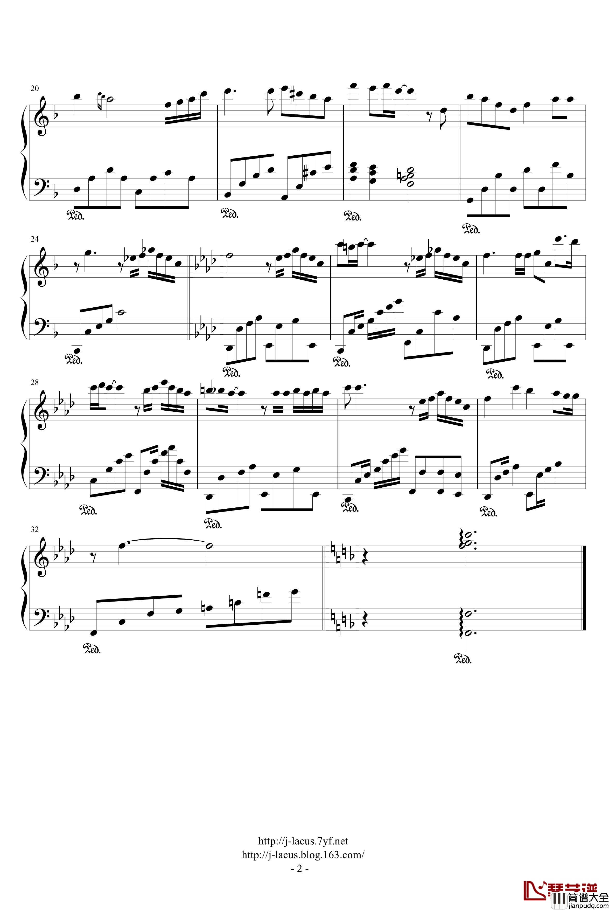 最高の片想钢琴谱_彩云国物语_Lacus版_动漫影视