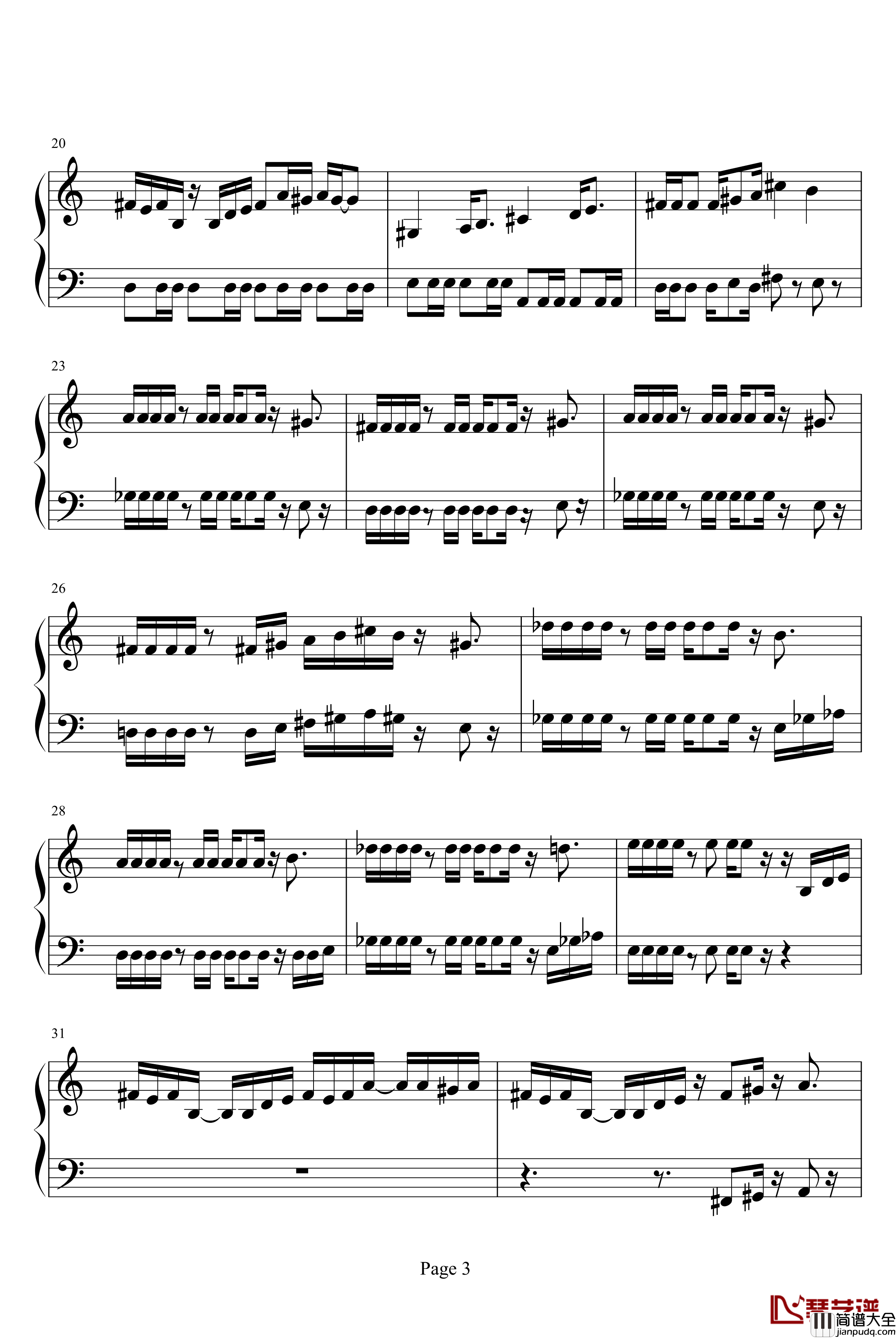 魂斗罗钢琴谱_即兴版_游戏