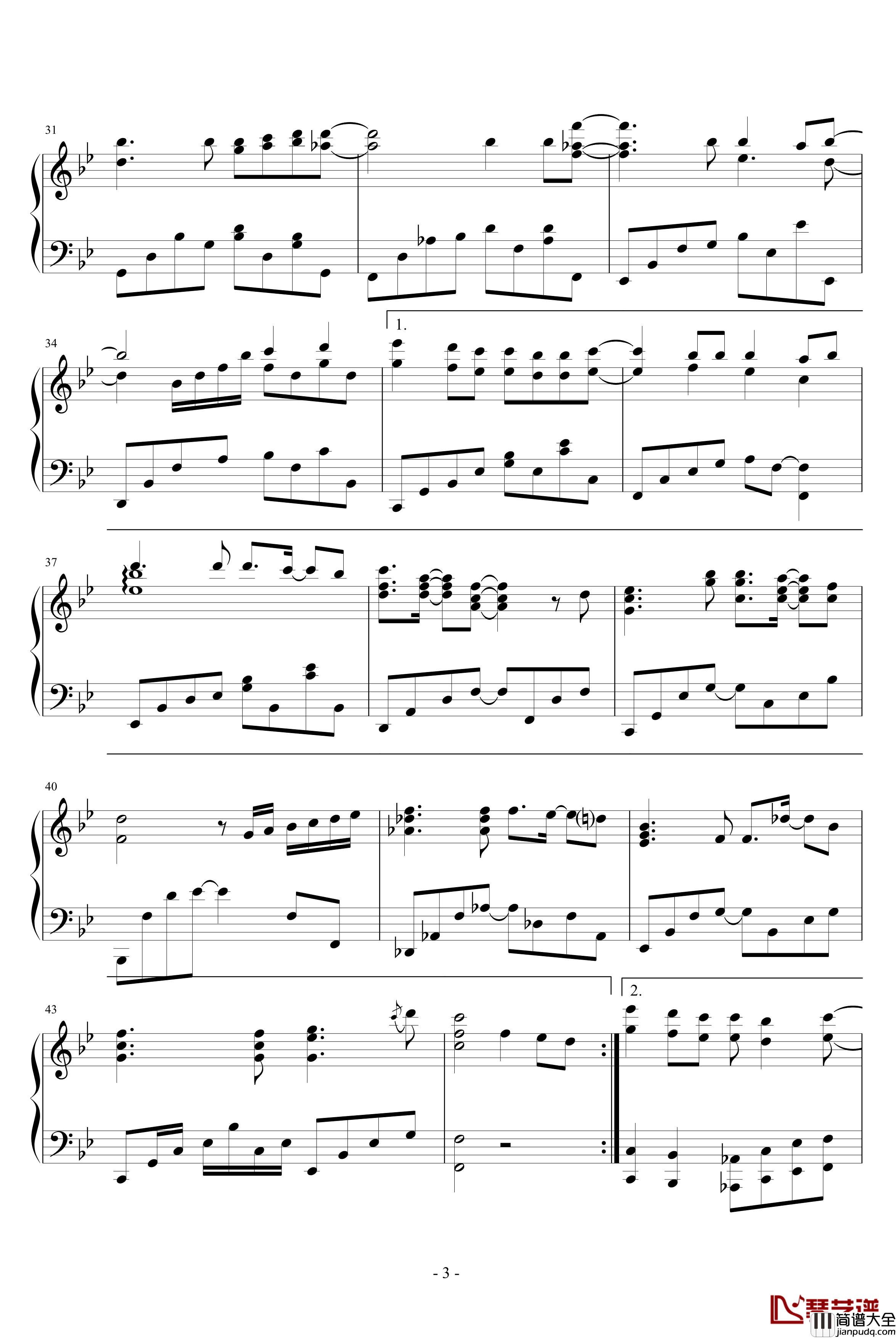 约定钢琴谱_演奏POP版_光良