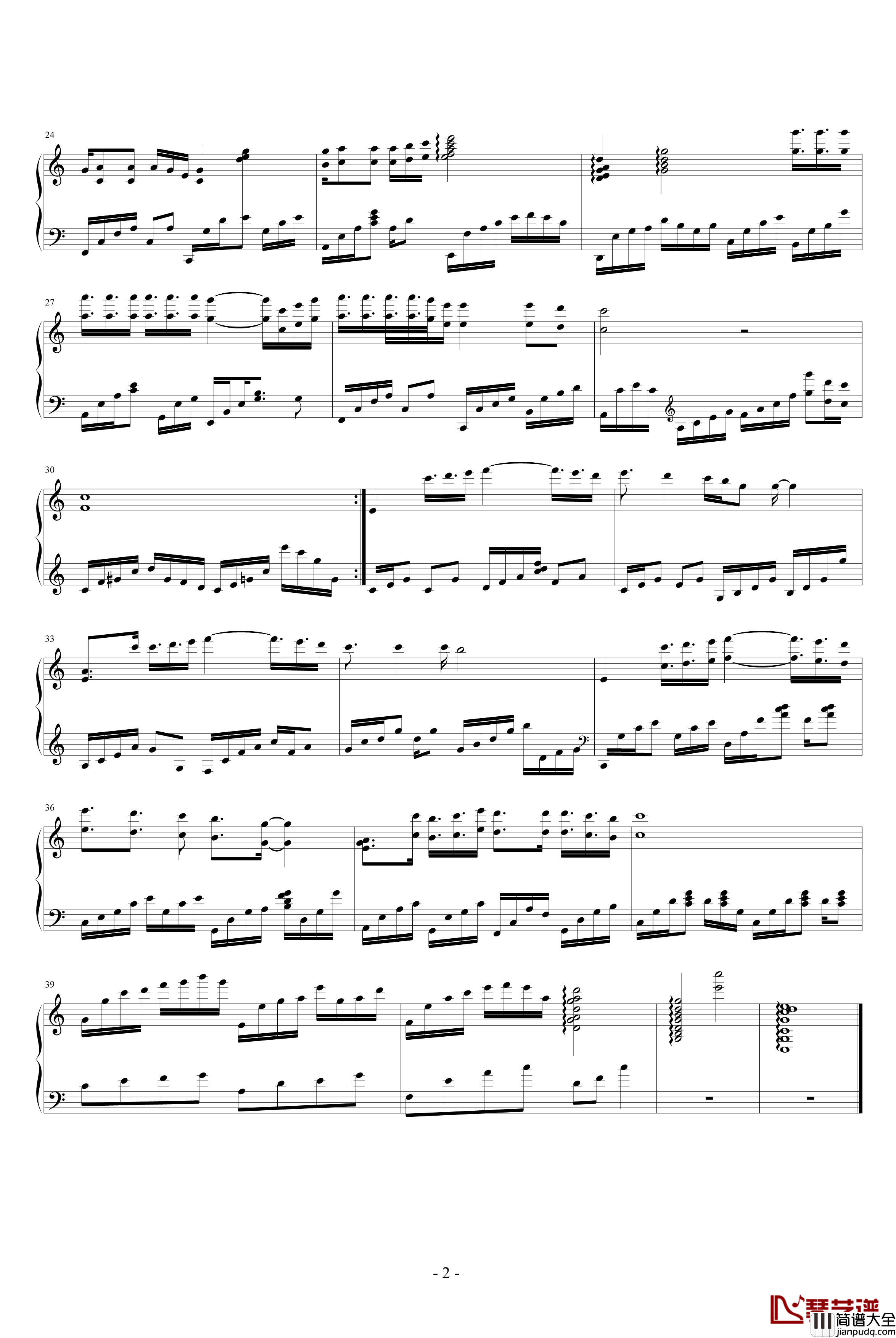 流水迁居钢琴谱_无S尽K蓝Y天