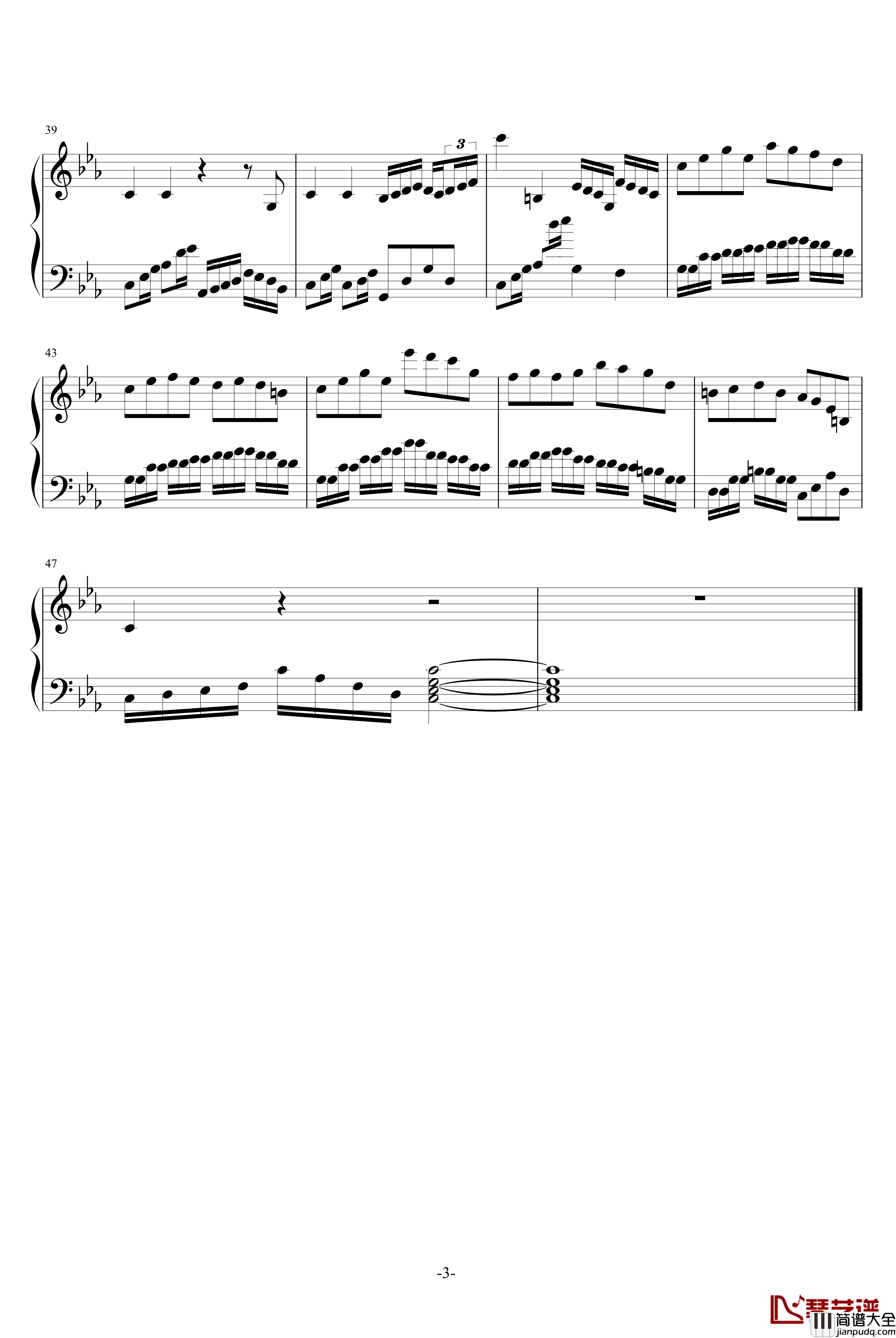 E大调の随想曲钢琴谱_Jean