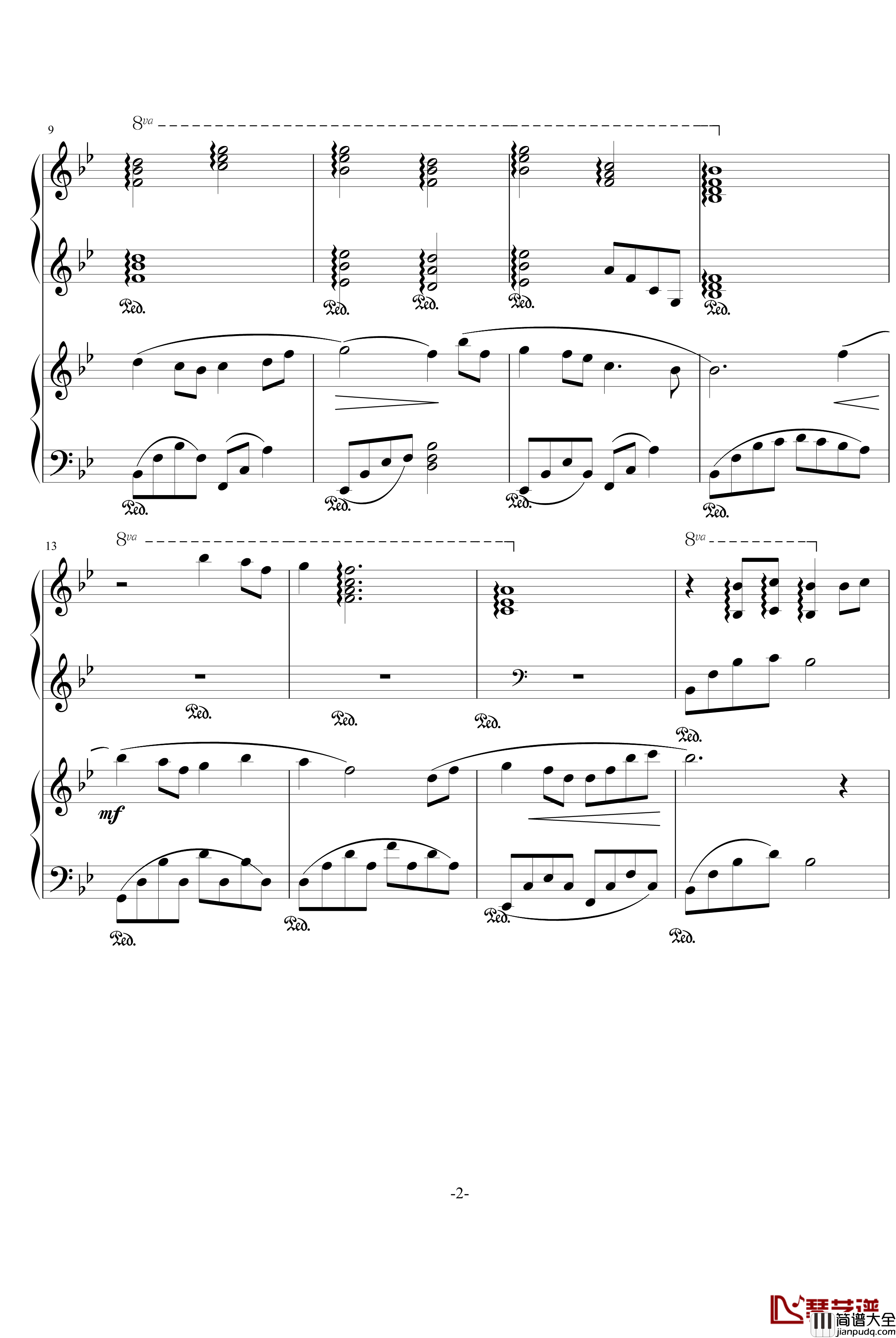 小夜曲钢琴谱_班得瑞_Bandari