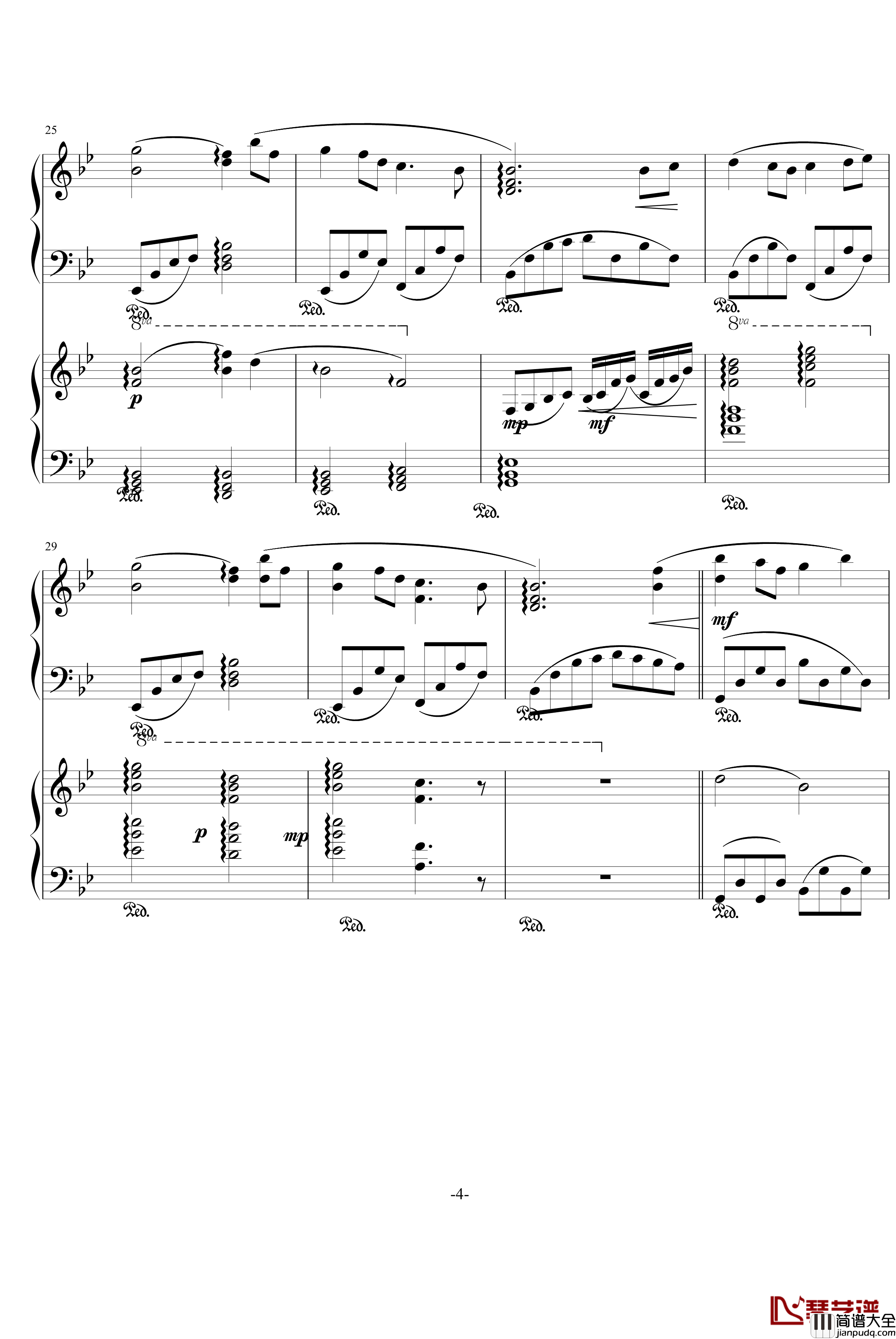 小夜曲钢琴谱_班得瑞_Bandari