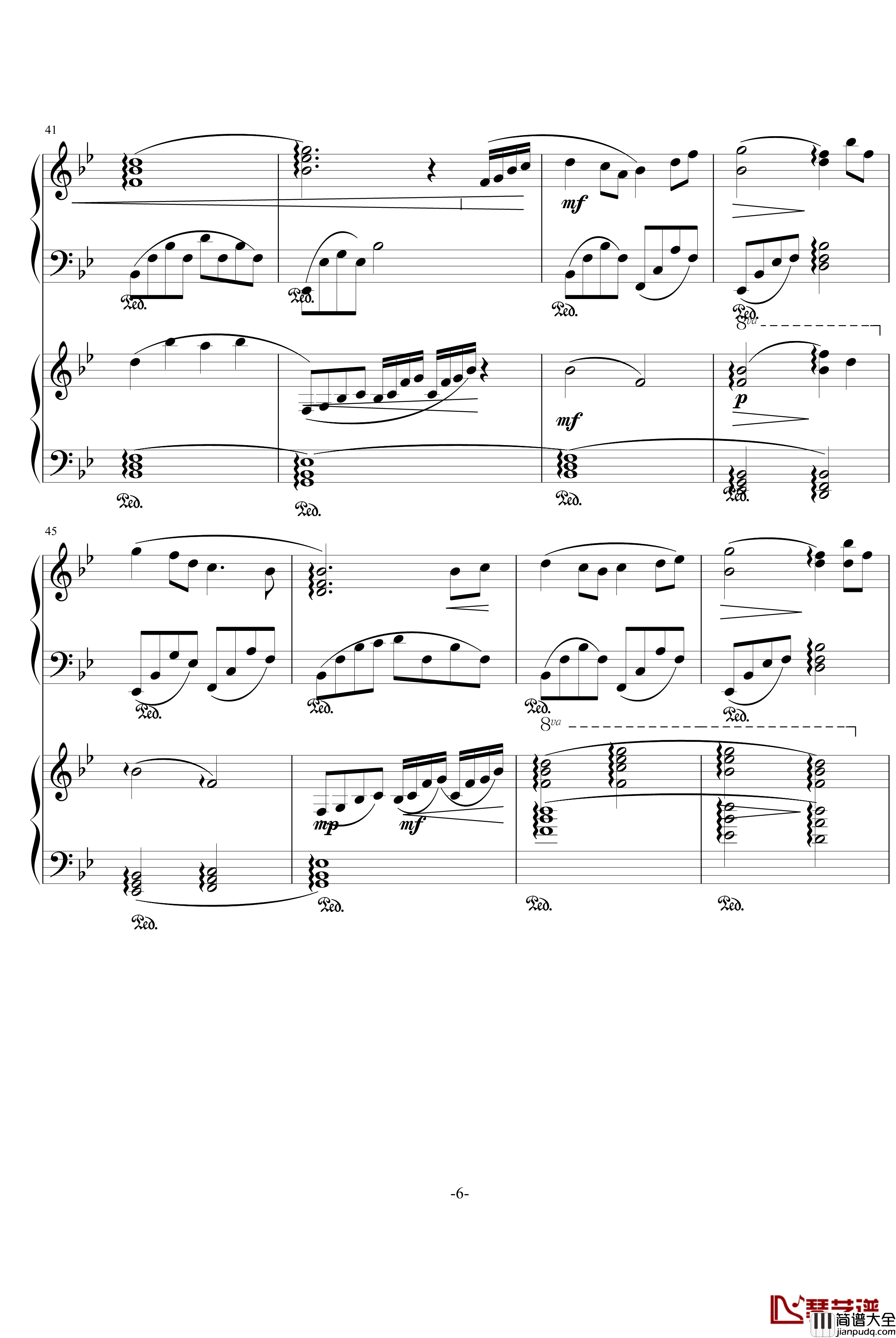 小夜曲钢琴谱_班得瑞_Bandari