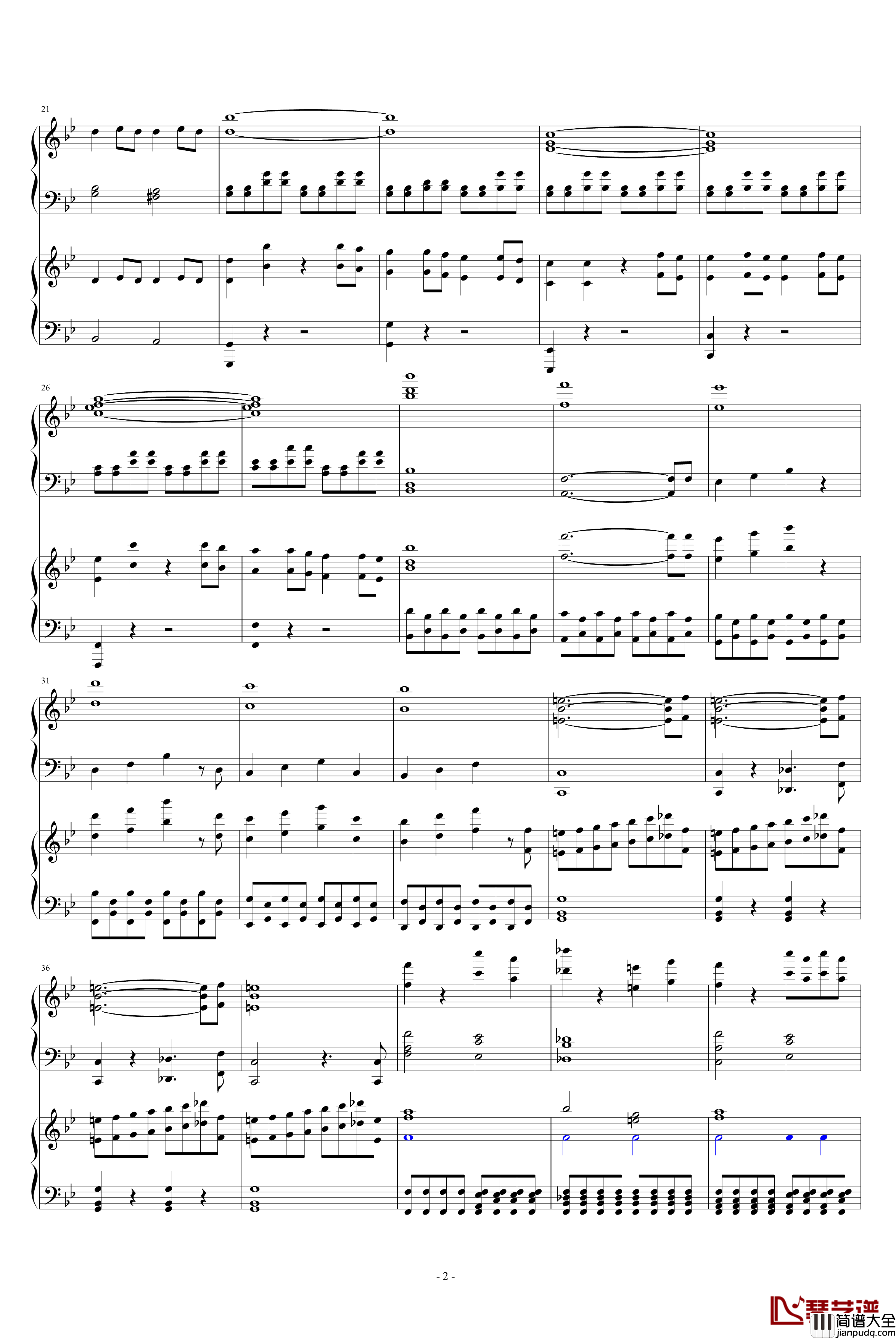 第四十号交响曲第一乐章钢琴谱_双钢琴_莫扎特