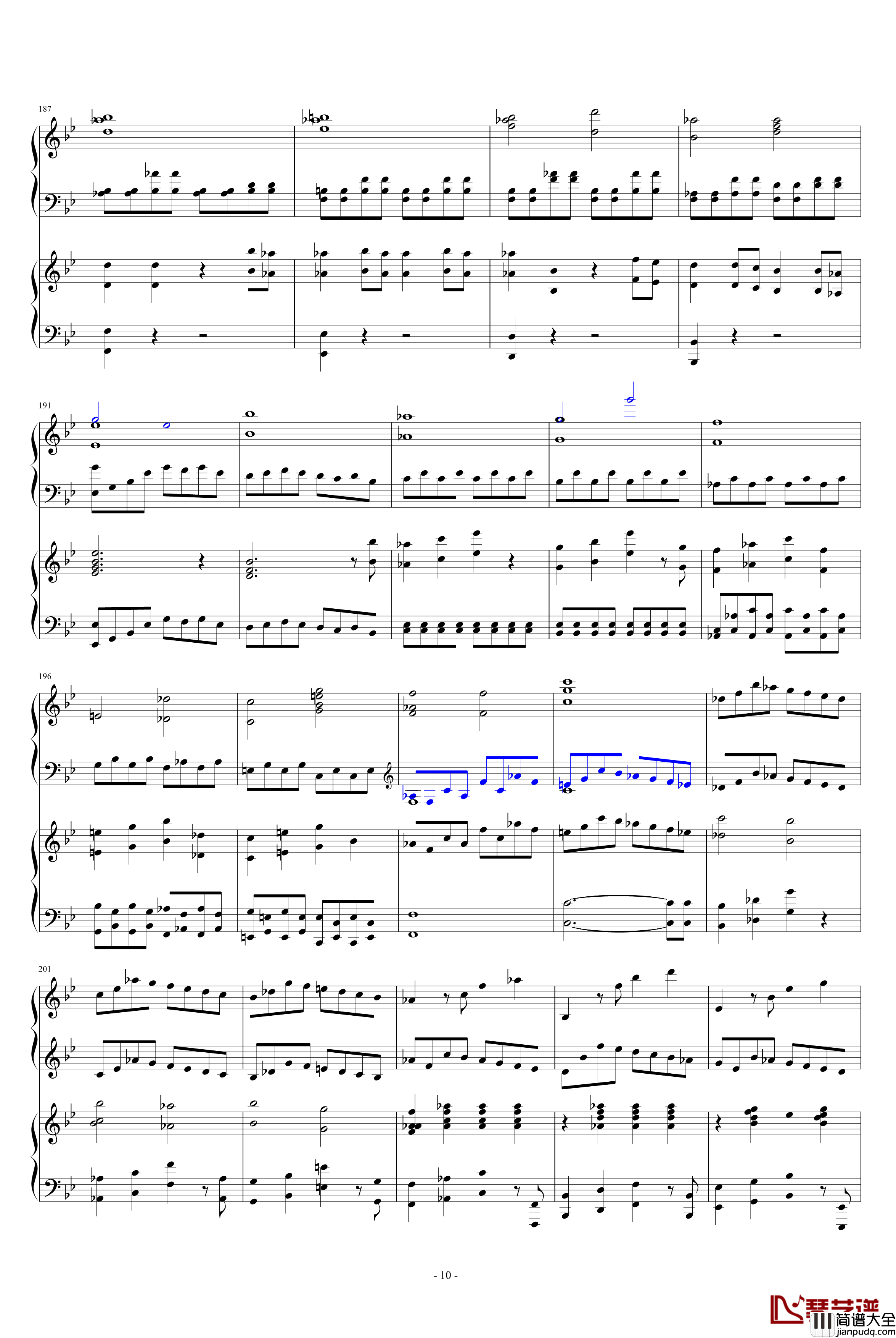 第四十号交响曲第一乐章钢琴谱_双钢琴_莫扎特