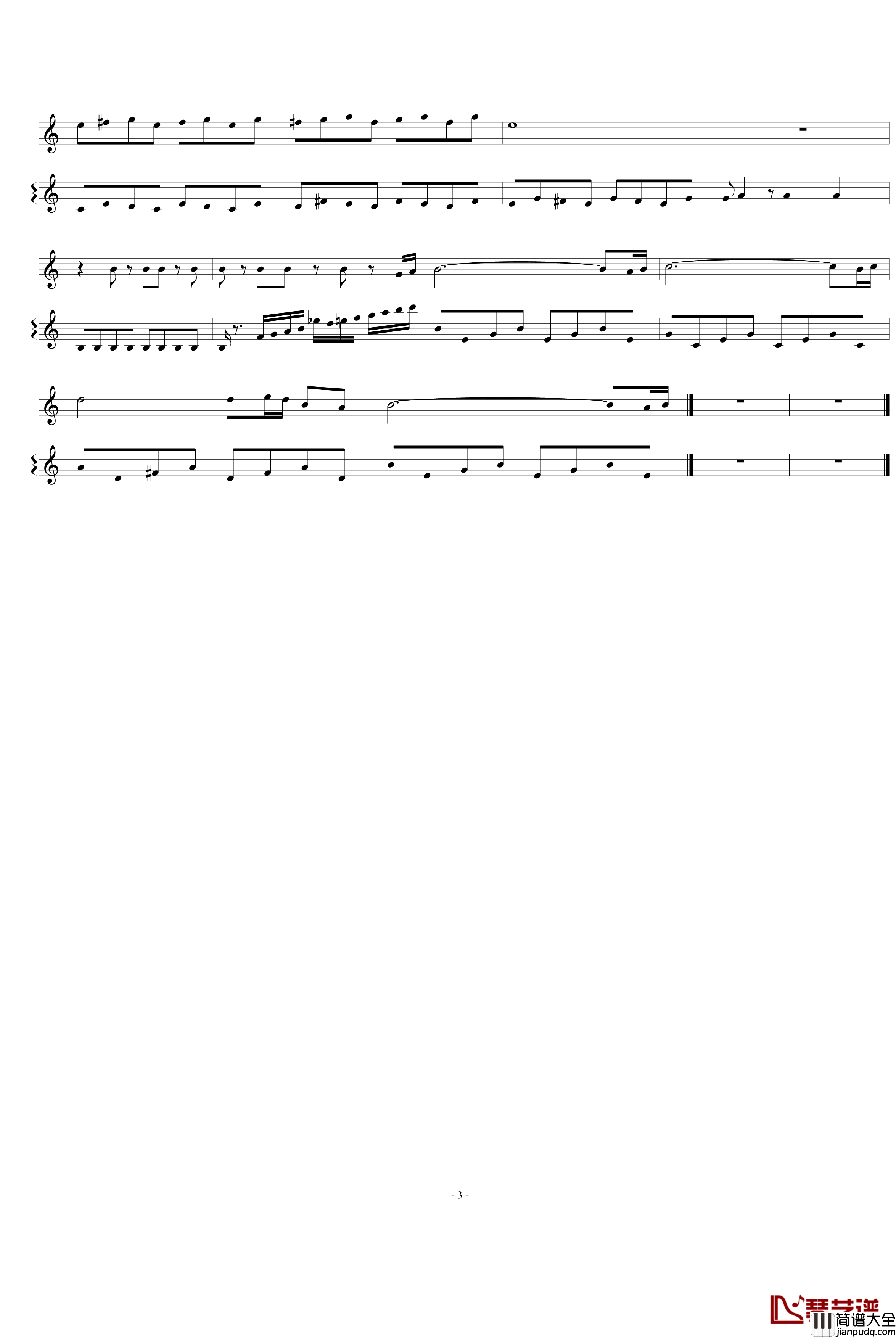 FC忍者龙剑传3第4关钢琴谱_游戏