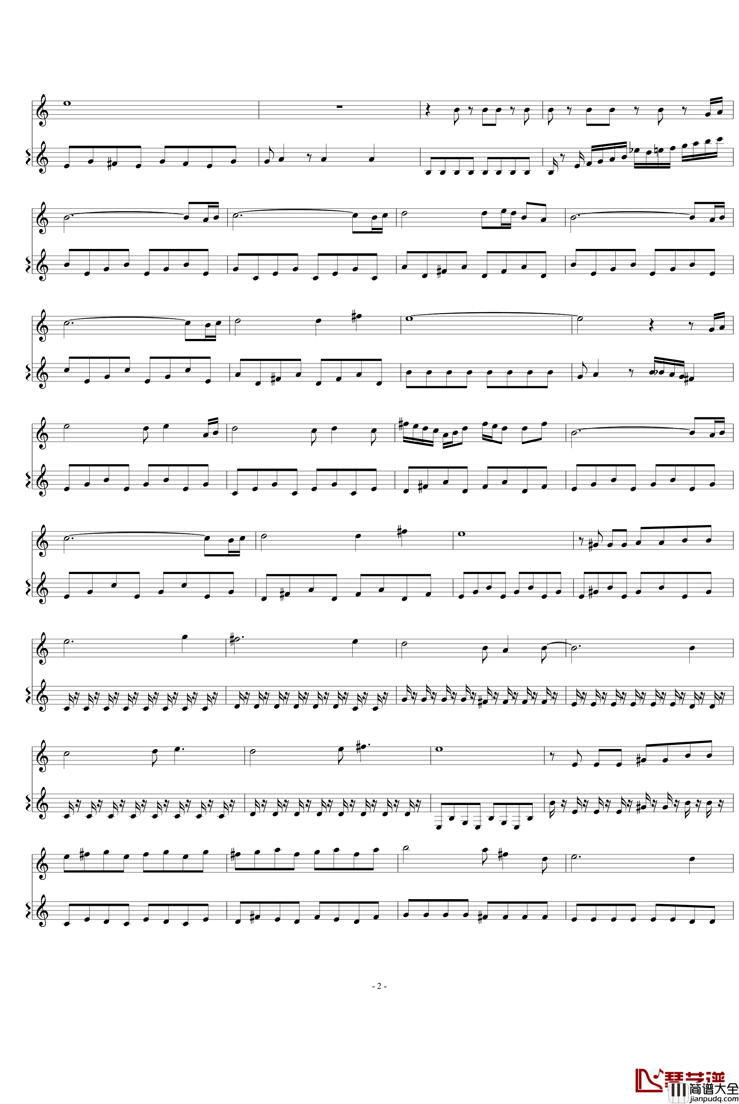 FC忍者龙剑传3第4关钢琴谱_游戏