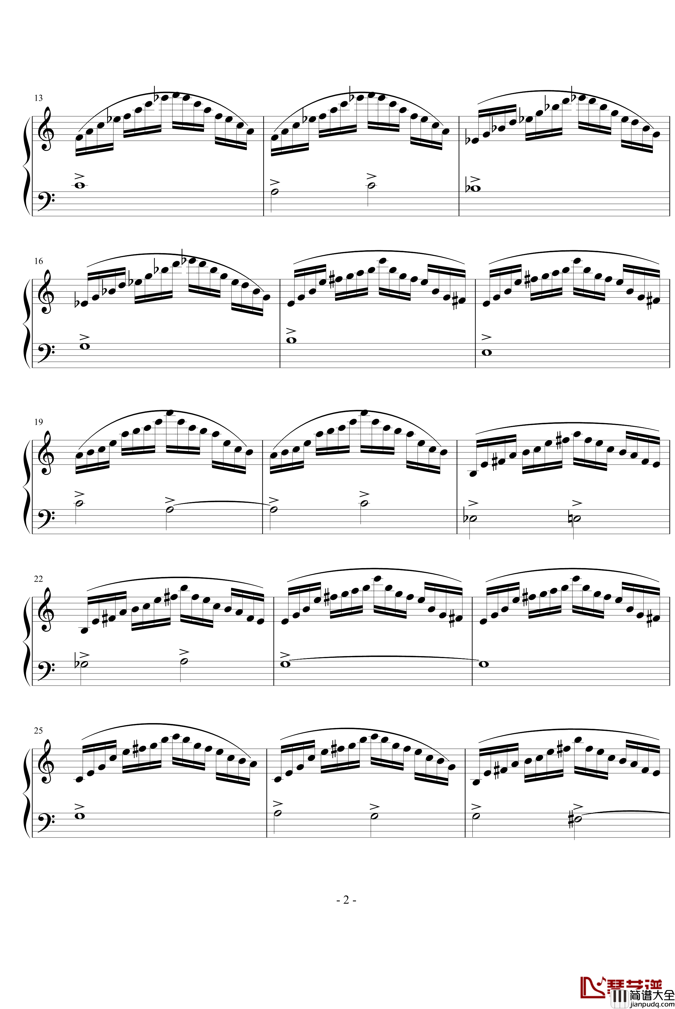 琶音练习钢琴谱_风花雨露
