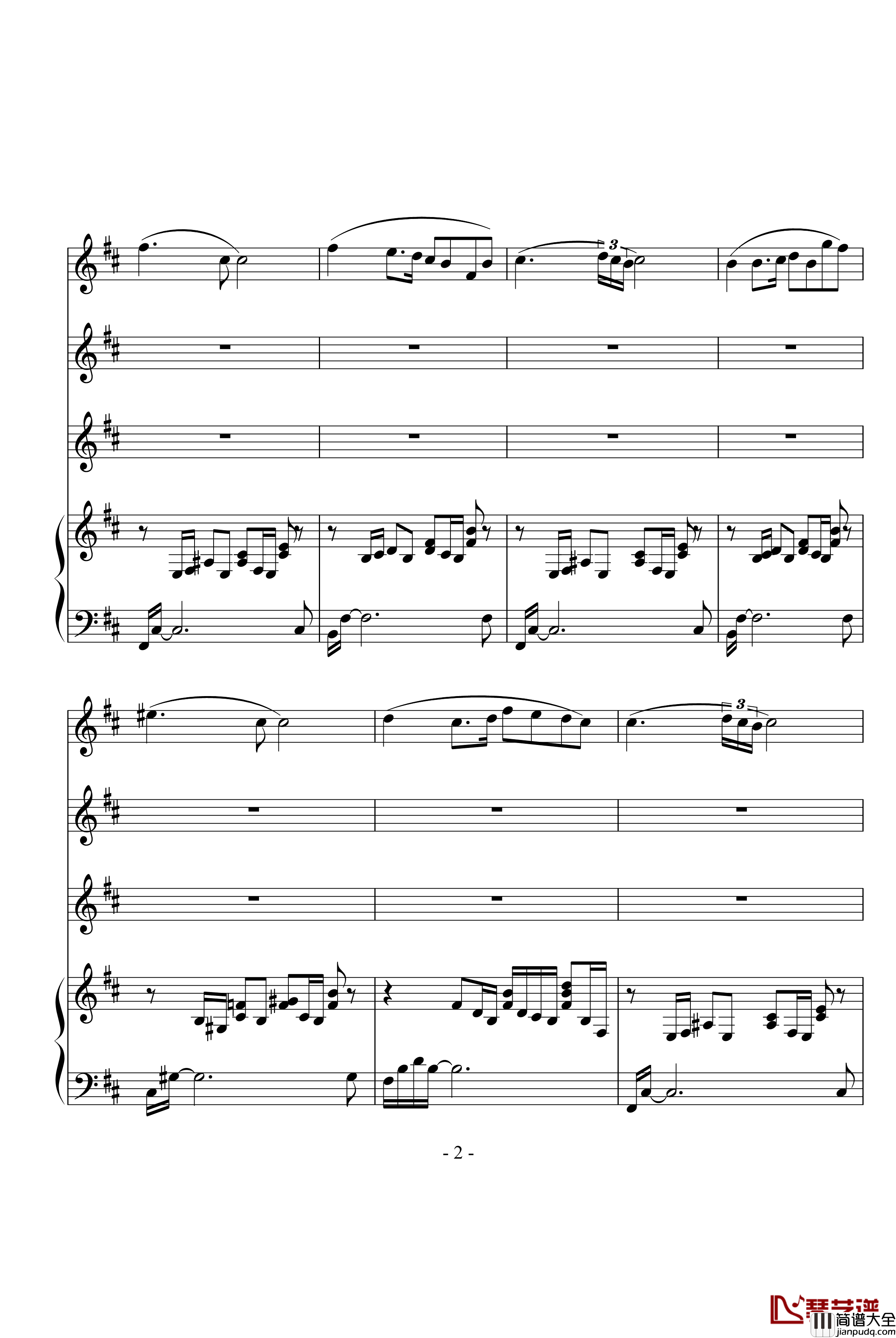 闲驴钢琴谱_二胡+钢琴+合成音色_DB