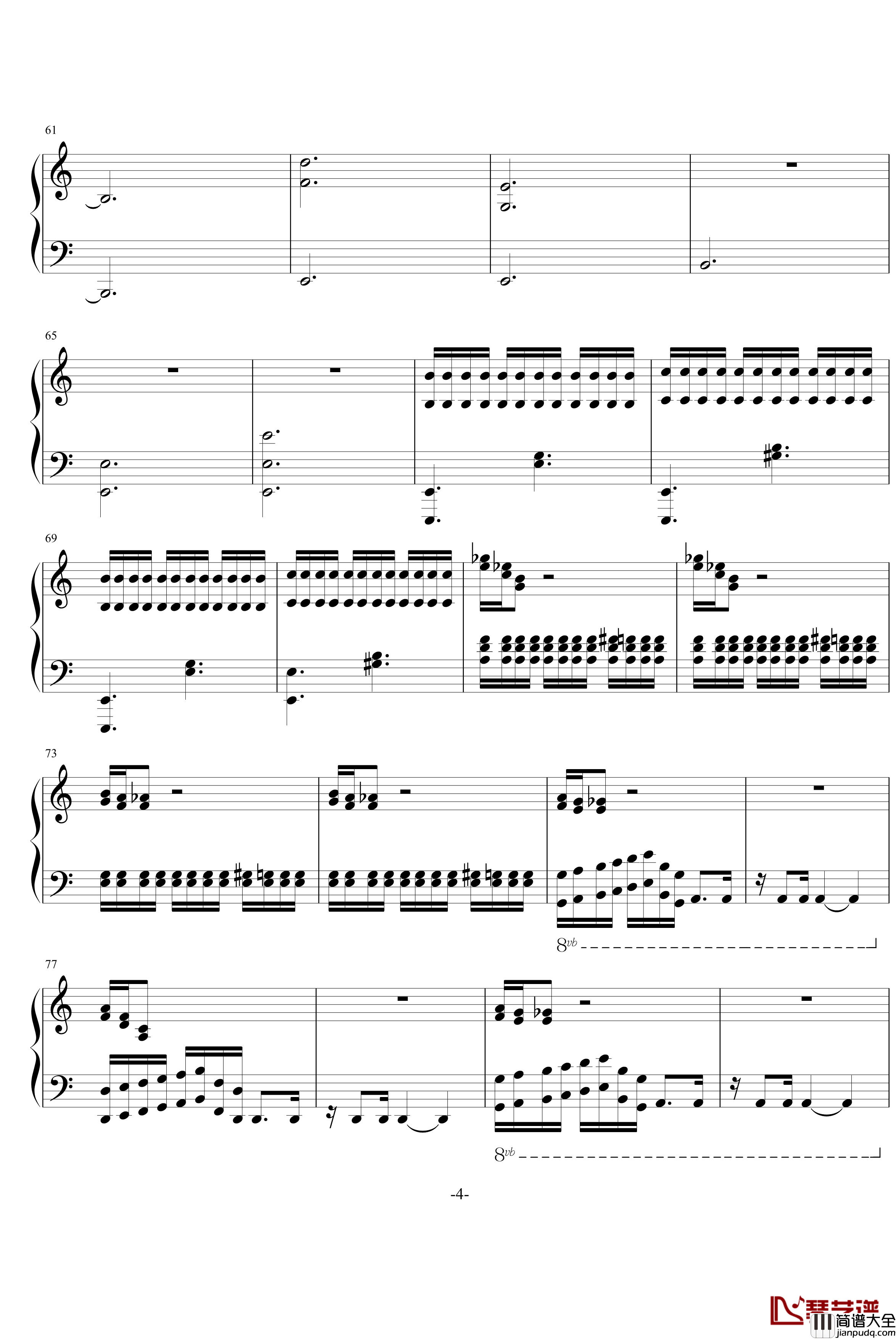 Ghost钢琴谱_魔鬼的叙说_快乐甜筒