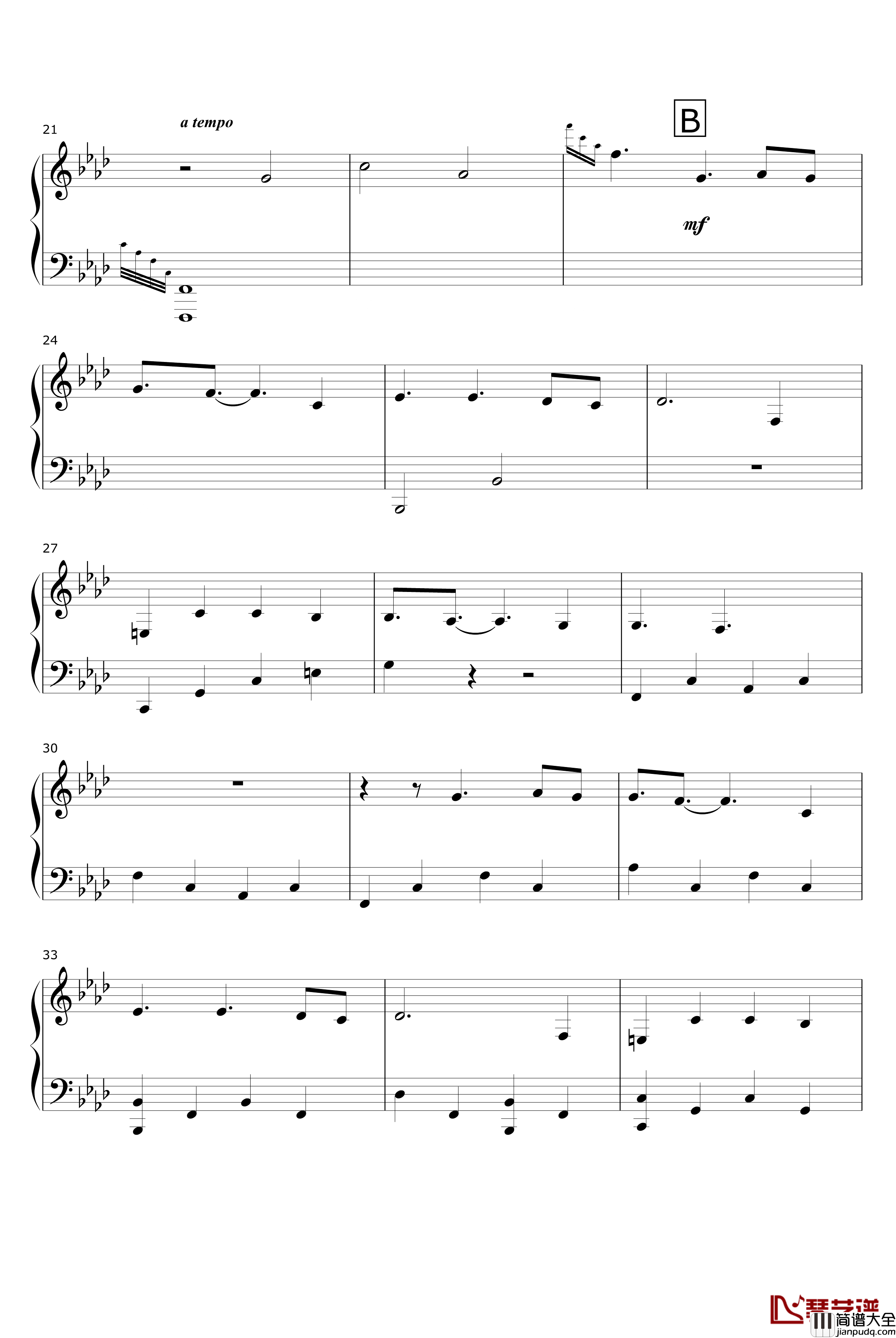 无心害你钢琴谱_关菊英