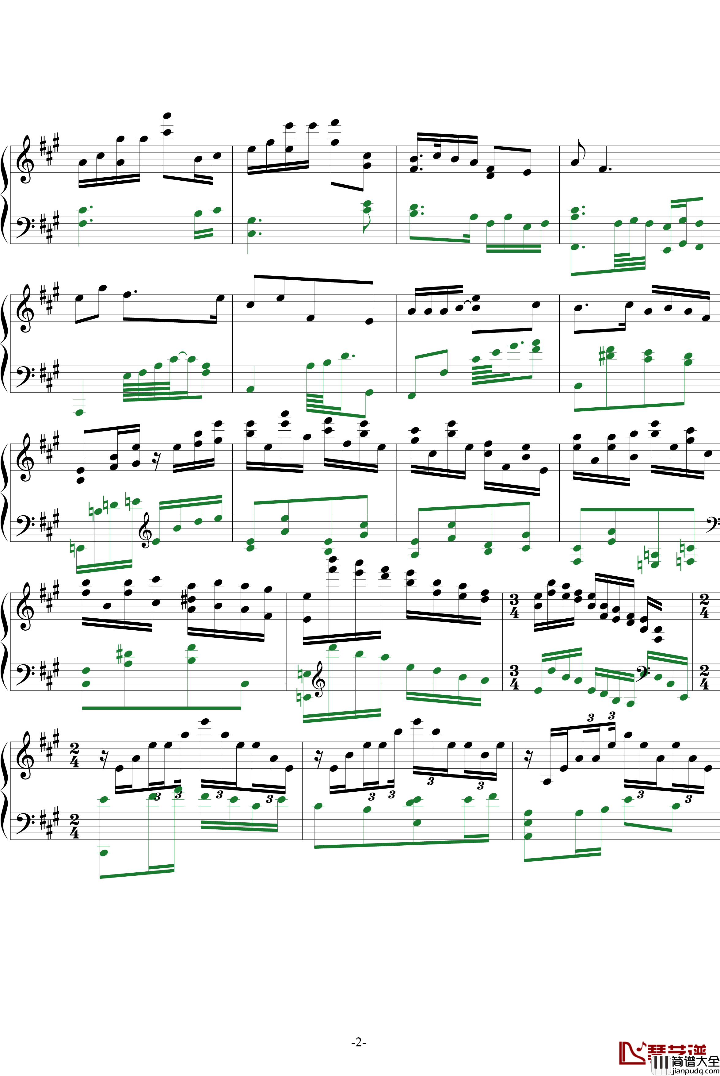 浏阳河钢琴谱_王建中改编_中国名曲