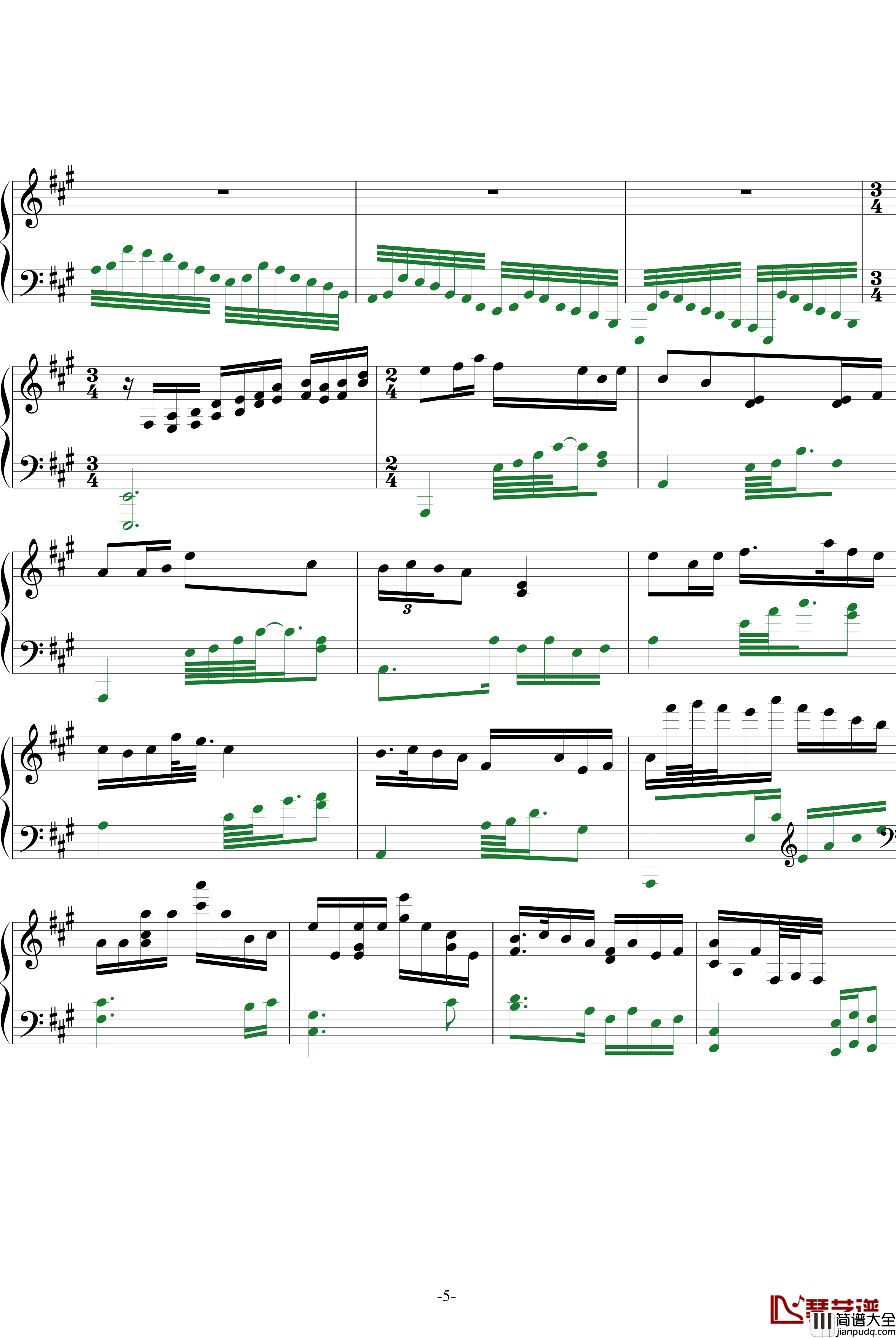 浏阳河钢琴谱_王建中改编_中国名曲