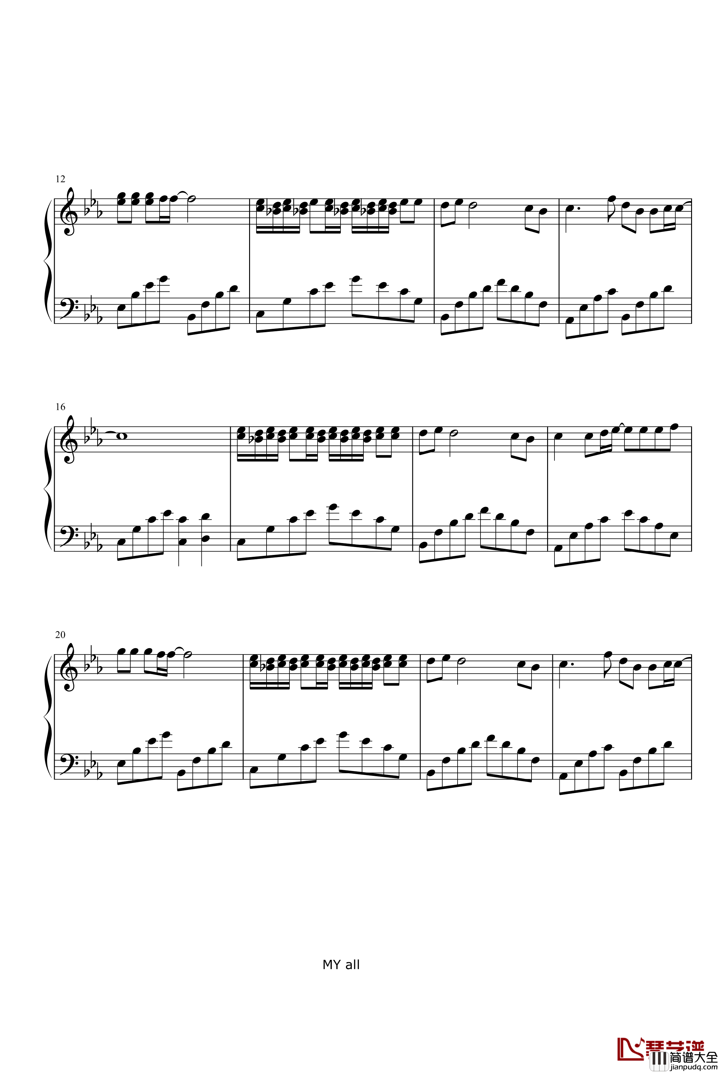 my_all钢琴谱_滨崎步