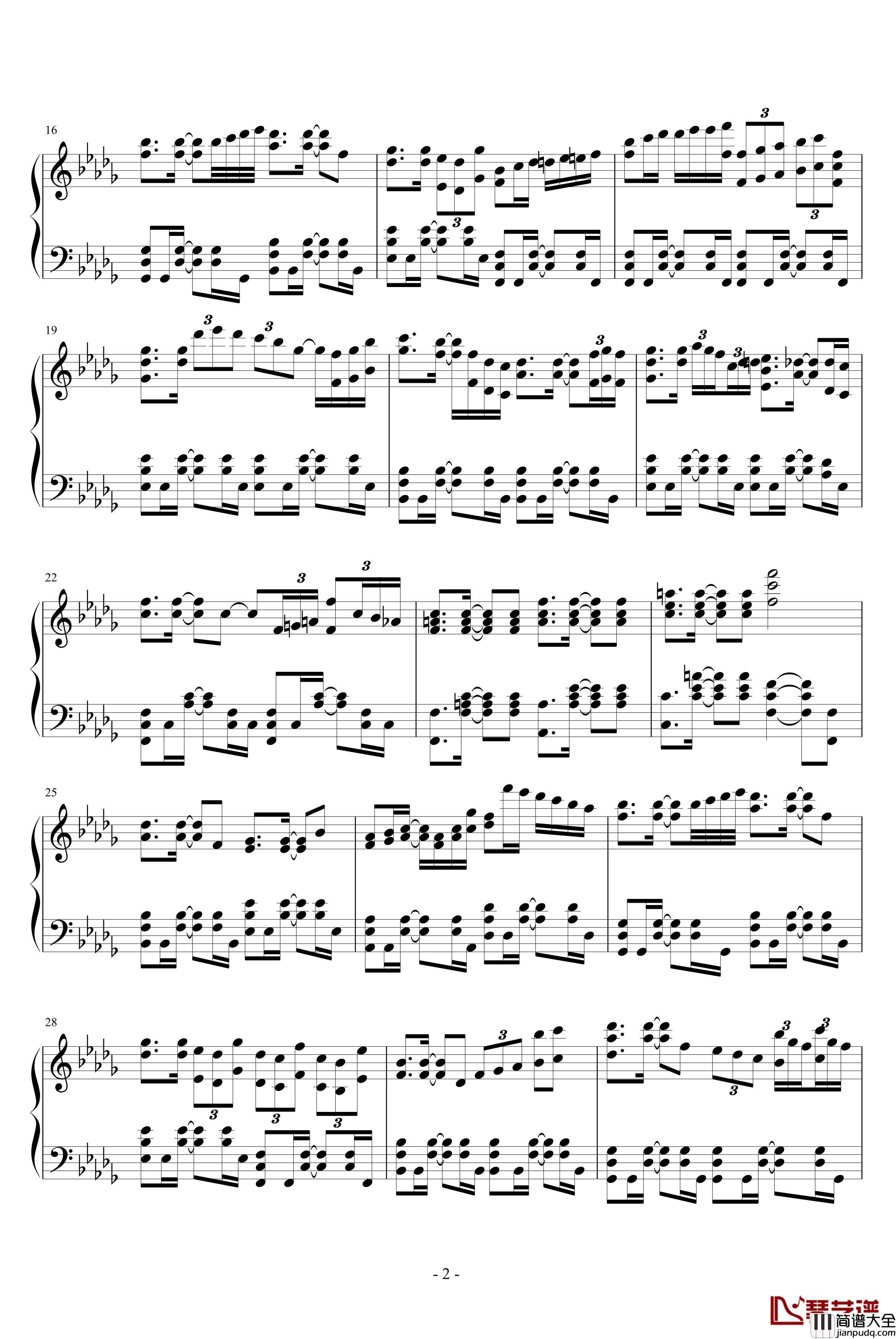 眼泪钢琴谱Tears_吴越改编版_Daydream