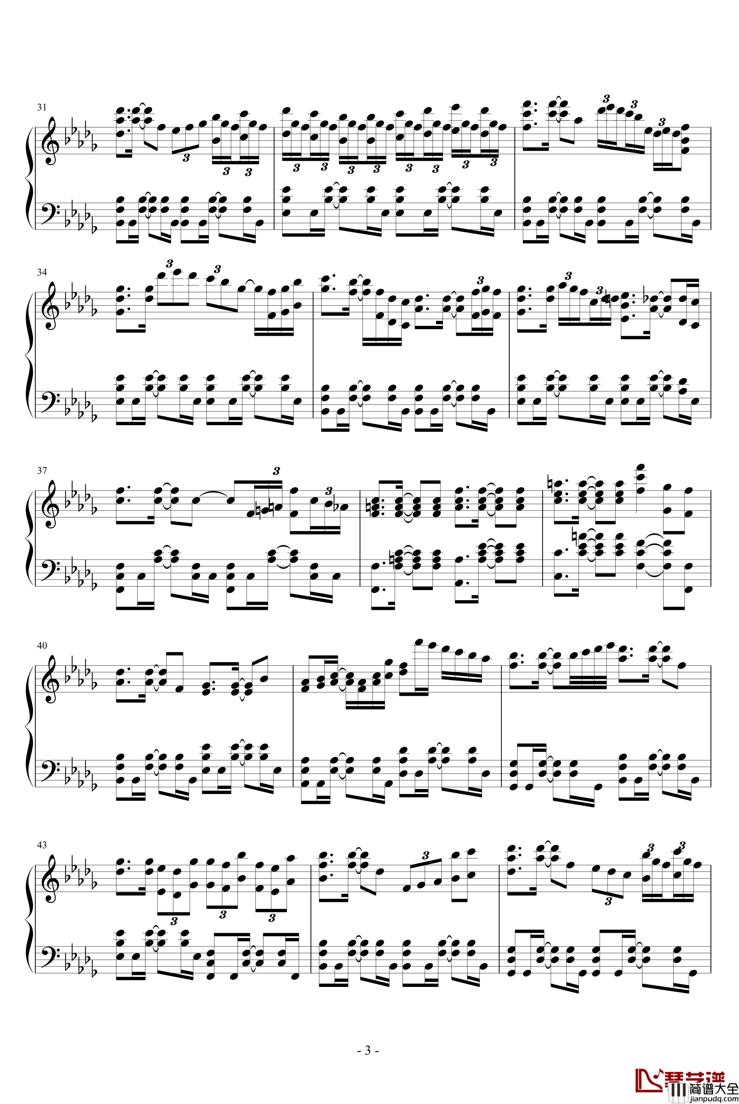 眼泪钢琴谱Tears_吴越改编版_Daydream