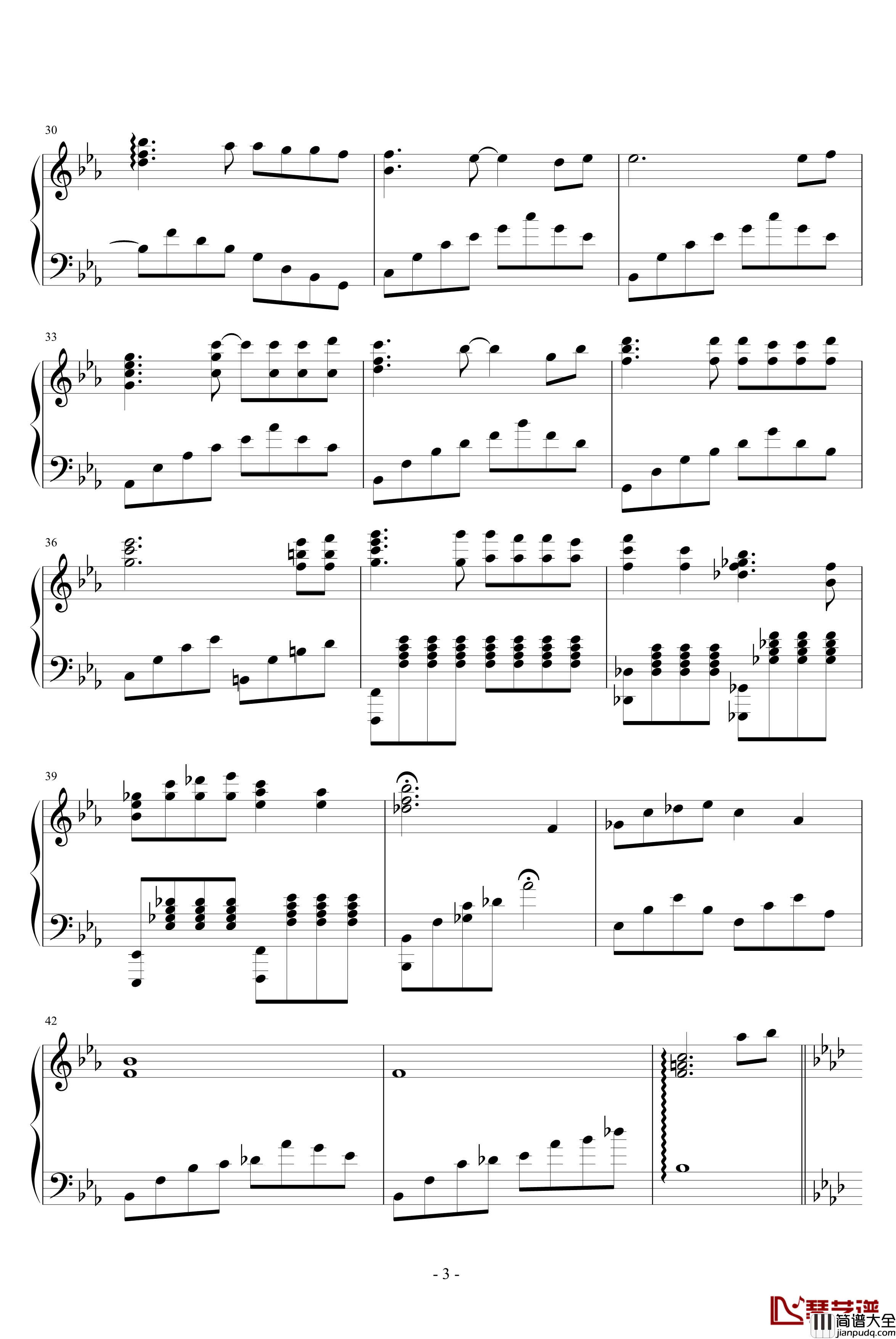 离殇3钢琴谱_陈干