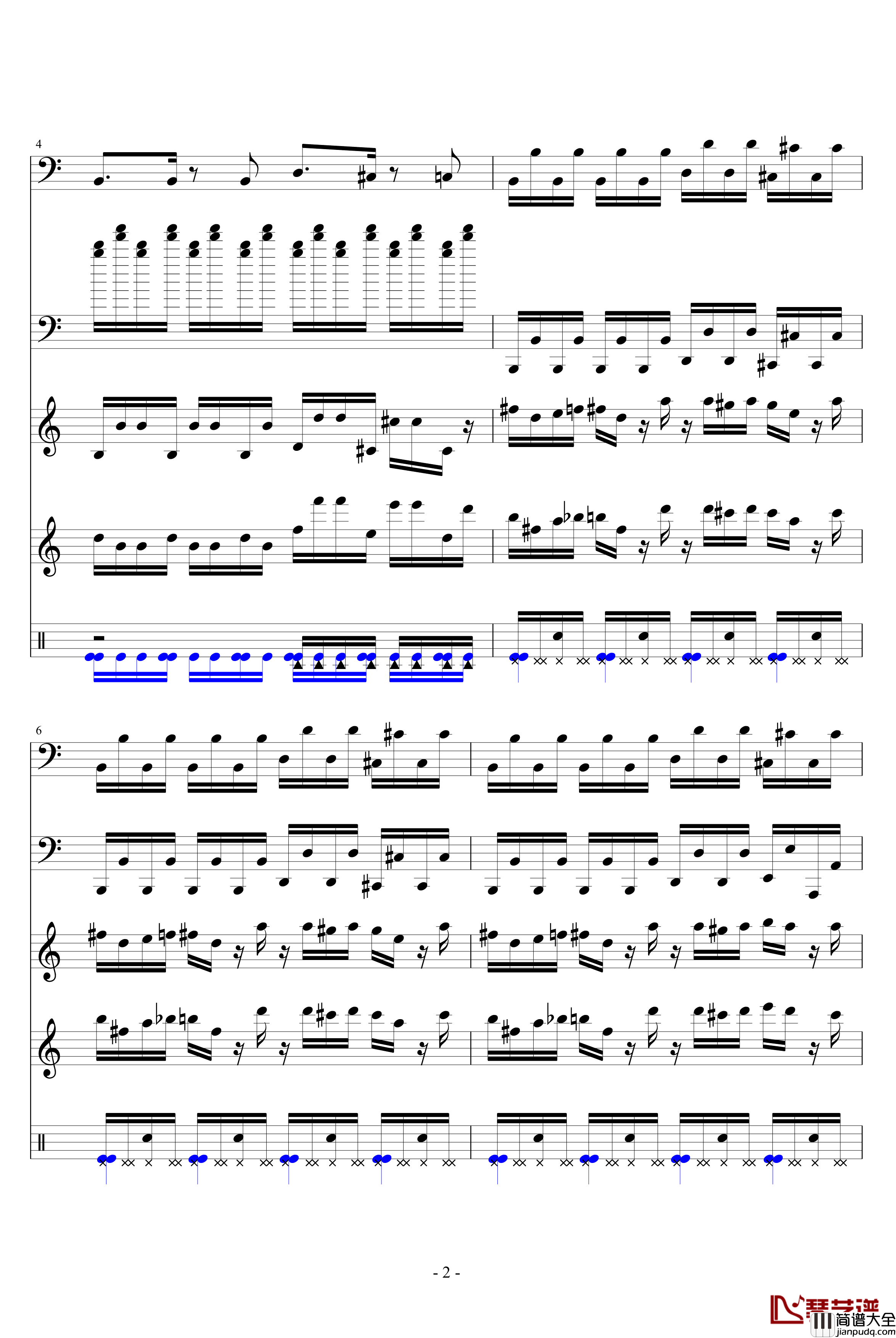 热血物语BOSS钢琴谱_总谱_游戏_FC