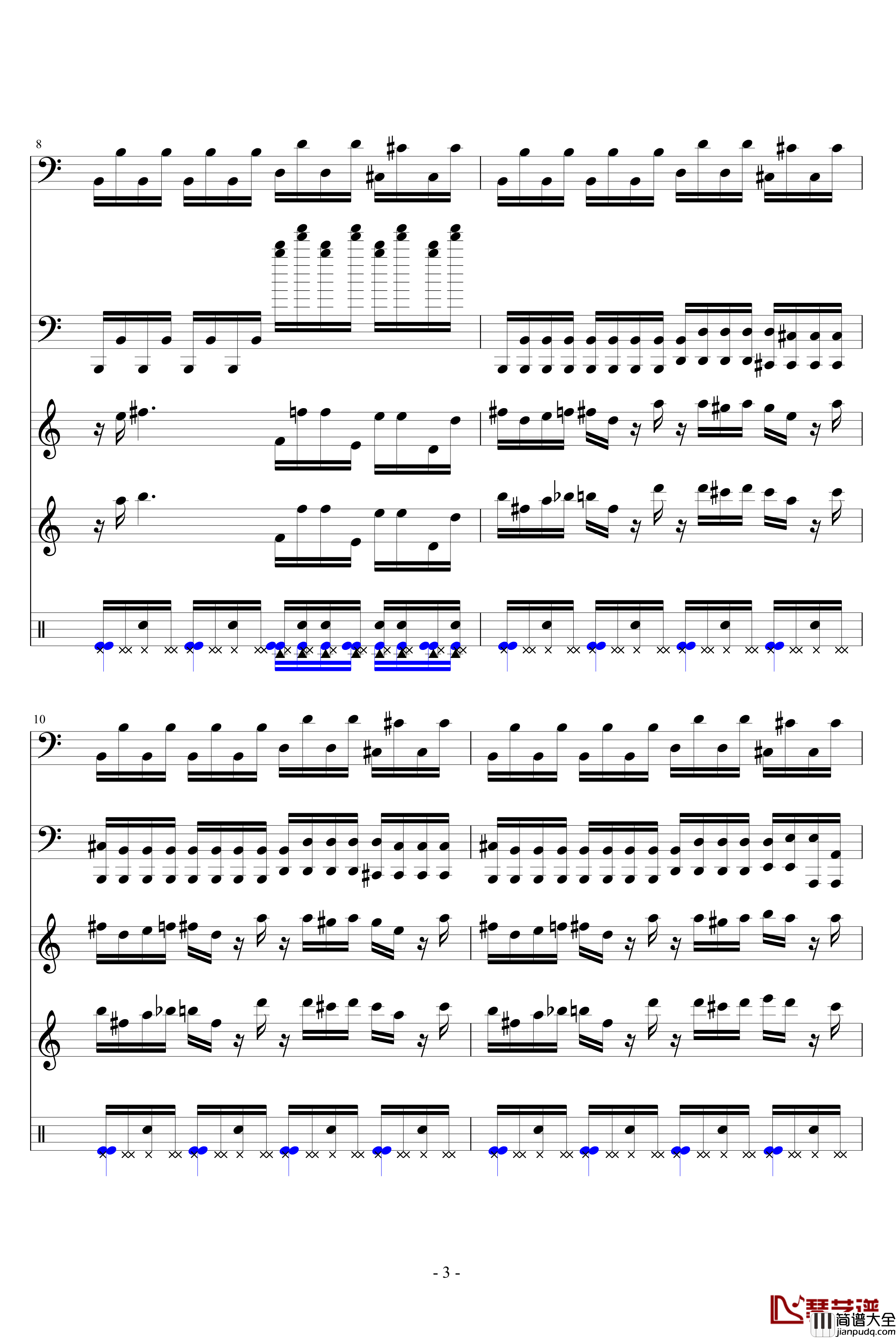 热血物语BOSS钢琴谱_总谱_游戏_FC