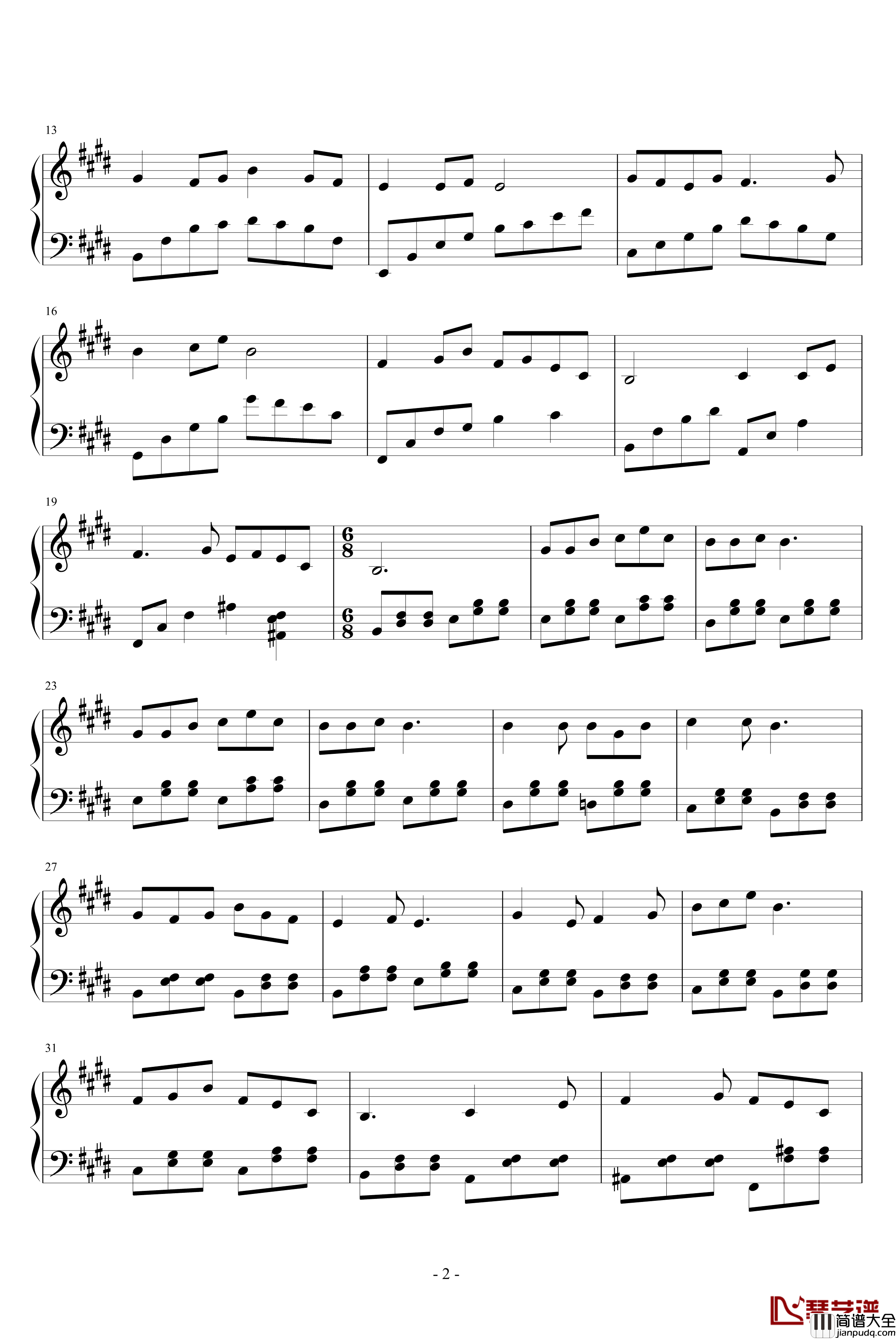 茉莉花钢琴谱_合唱改编_中国名曲